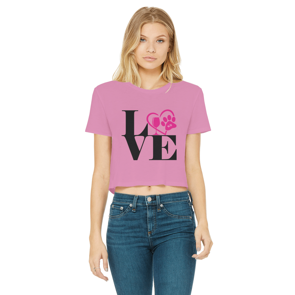Love Paw 2 Classic Women's Cropped Raw Edge T-Shirt | Vintage-Inspired Graphic Tee for Casual Outfits & Date Nights | WineyBitches.Co