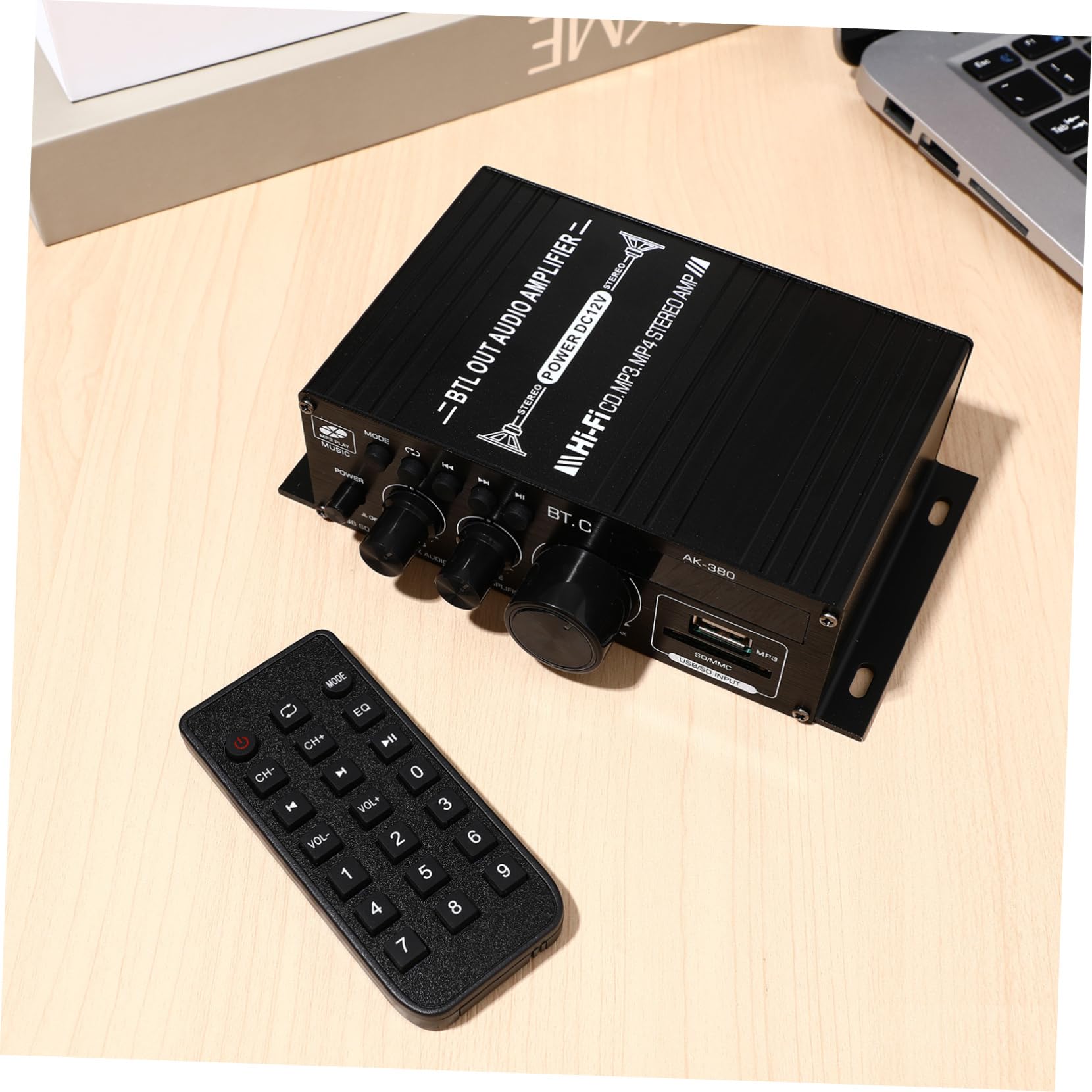 Hoement 12V Car Audio Amplifier AK380 - 4 Channel Stereo Receiver for Home & Car Sound System, High Power Speaker Amp for Enhanced Music Experience | Perfect for Road Trips, Parties & Home Theater