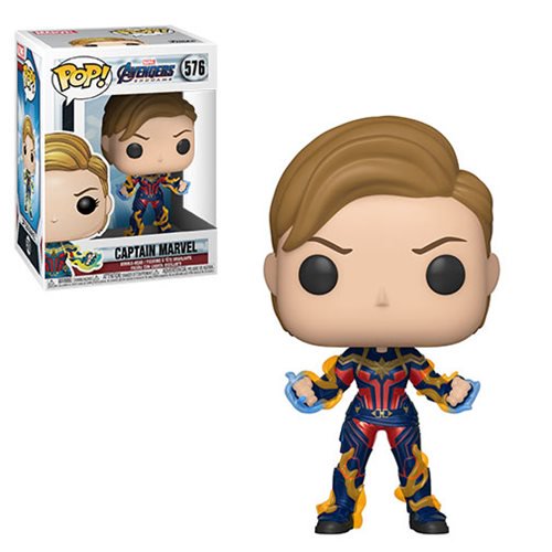 Avengers Endgame Captain Marvel Pop! Vinyl Figure with New Hair Style - Collectible Marvel Movie Merchandise for Display & Gifts