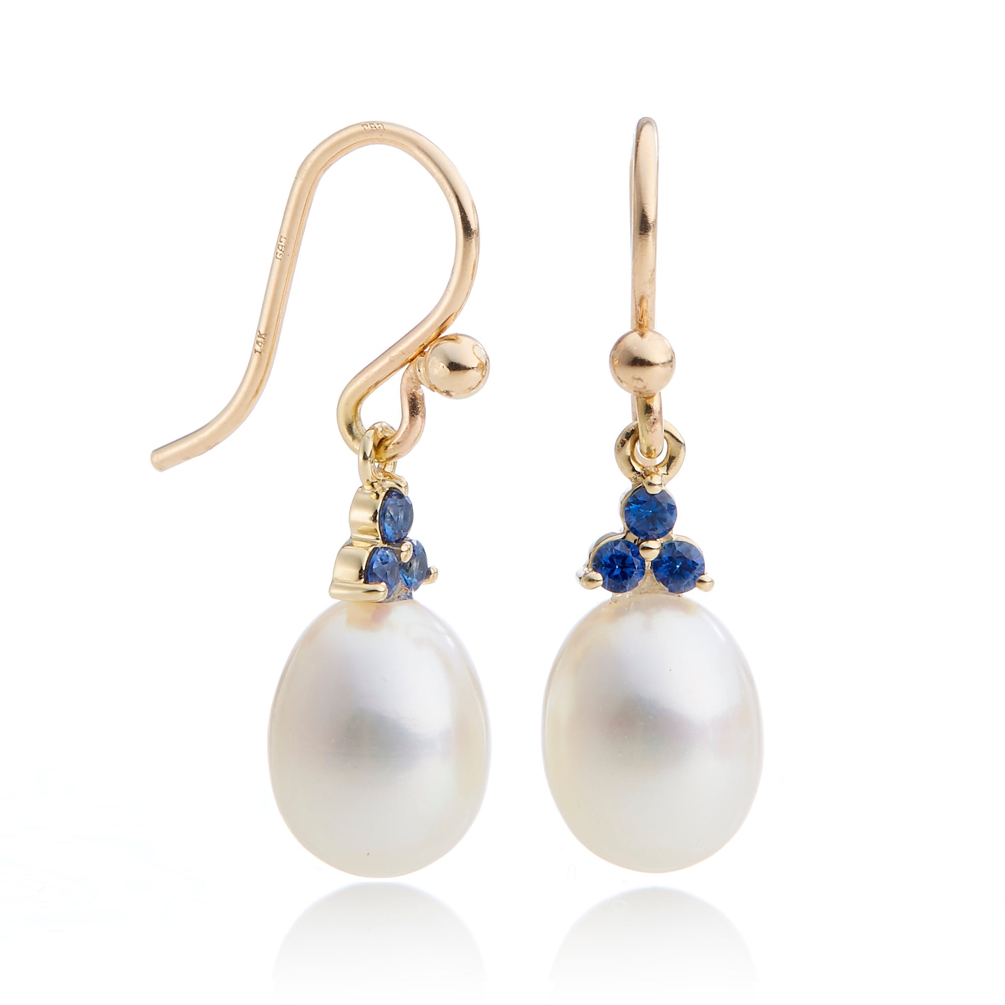 Elegant Madison Drop Earrings with Pearls & Sapphires – Perfect for Weddings, Parties & Special Occasions