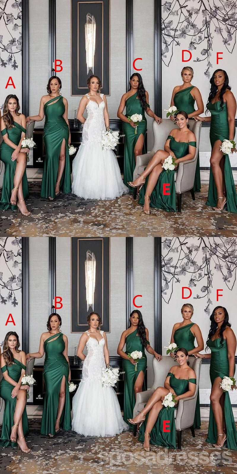 Emerald Green Mermaid Bridesmaid Dresses - Elegant Long Formal Gowns for Weddings, Prom & Special Occasions | Style WG1455