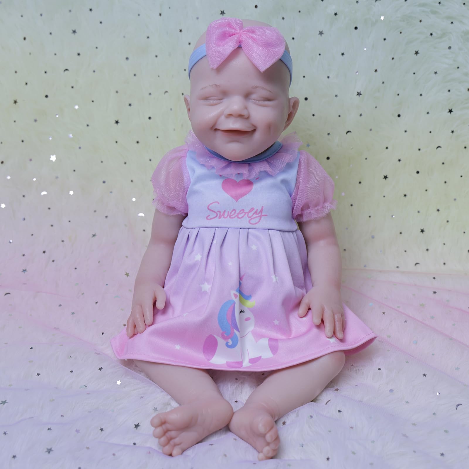 AISITE 18 Inch Realistic Reborn Baby Doll - Full Silicone Baby Girl with Closed Eyes, Perfect Christmas & Birthday Gift for Kids 3+ | Lifelike Collectible for Playtime, Nursery Decor, and Photography Props