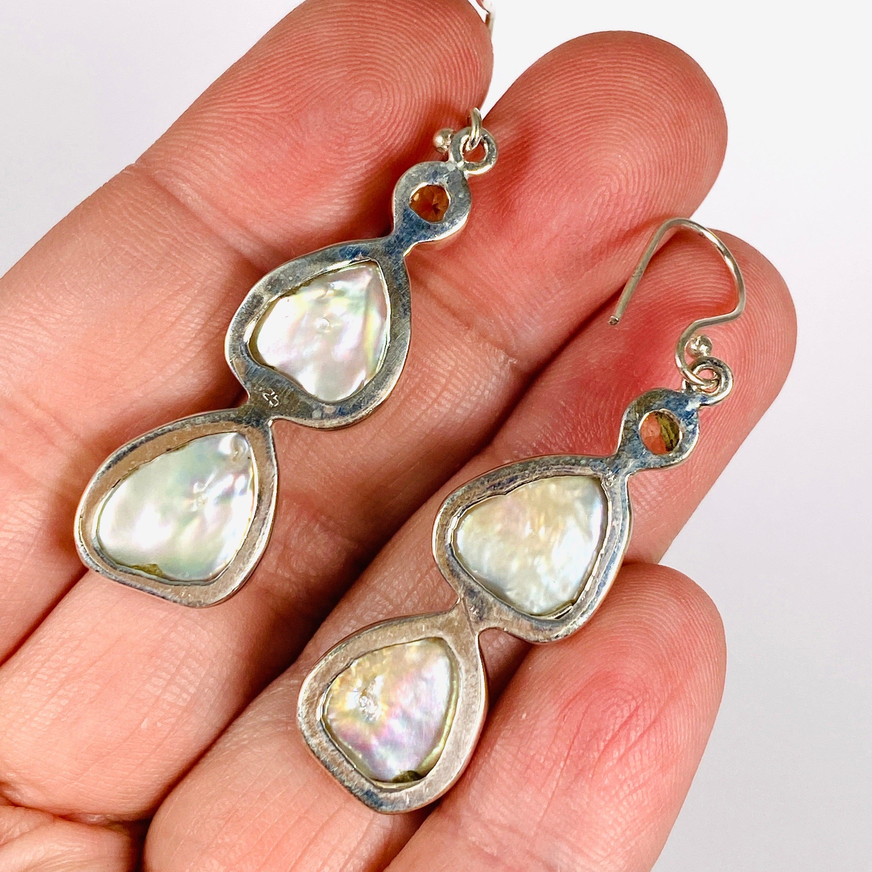 Pearl & Citrine Faceted Earrings E2530 CT - Elegant Dangle Earrings for Women, Perfect for Weddings, Parties & Special Occasions