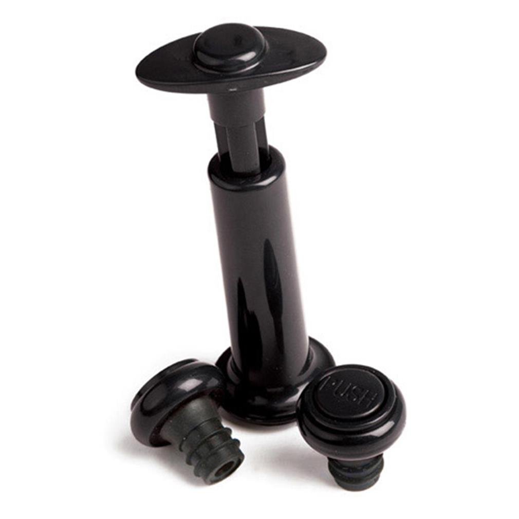 Black Vacuum Wine Saver with 2 Stoppers - Preserve Wine Freshness for Home & Parties