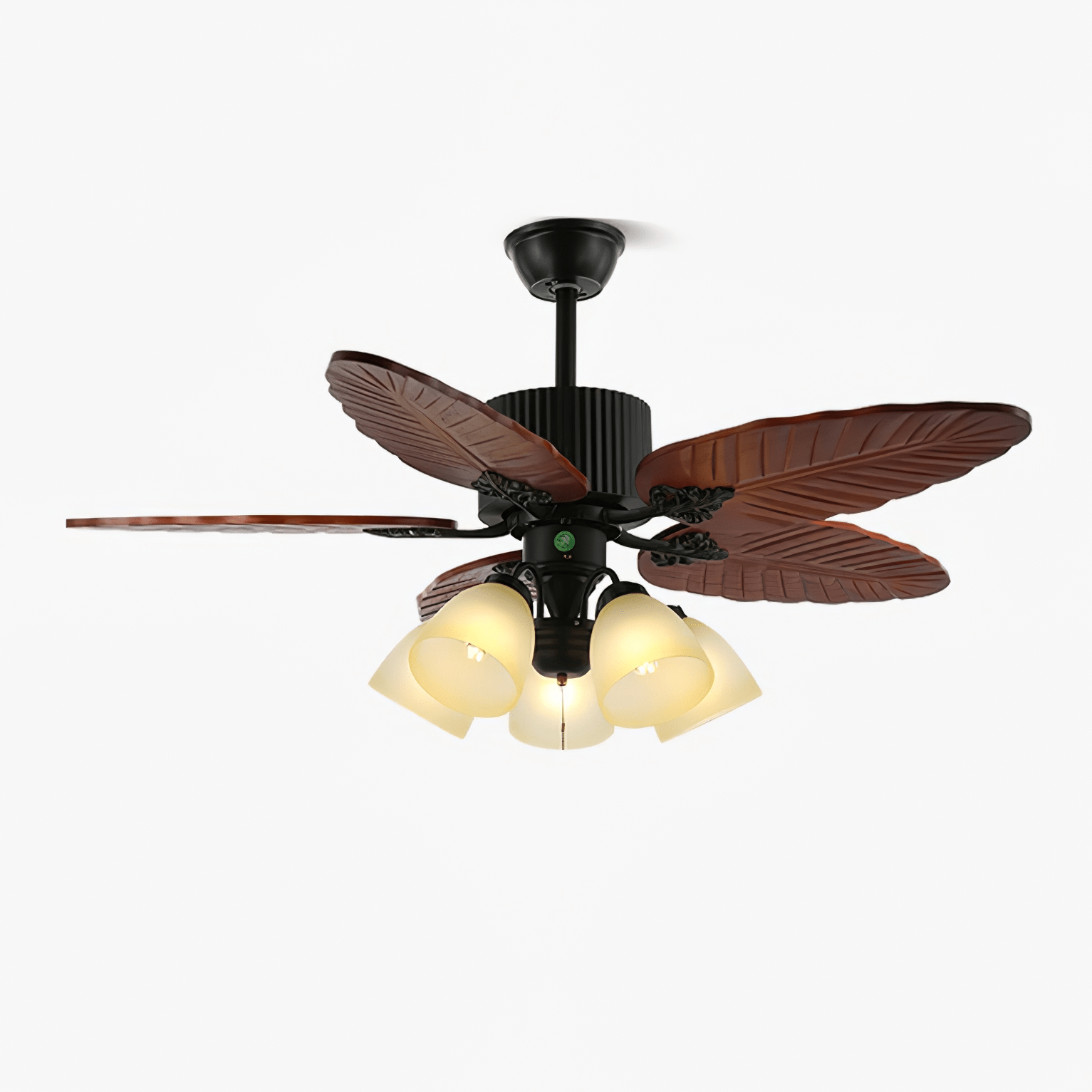 Banana Wood Leaves Ceiling Fan Light with Remote Control - Tropical Style Ceiling Fan for Bedroom, Living Room, and Outdoor Patio - Energy Efficient and Quiet Operation