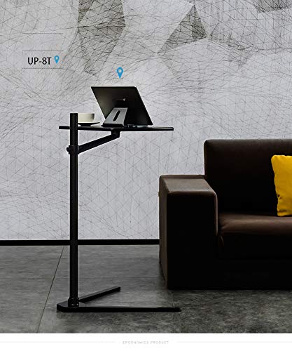 Adjustable Aluminum Laptop Floor Stand (7-20 Inch) - Height Adjustable Bedside & Sofa Desk for Notebook, Tablet PC - Silver | Perfect for Home Office, Bedroom Workspace & Living Room Use