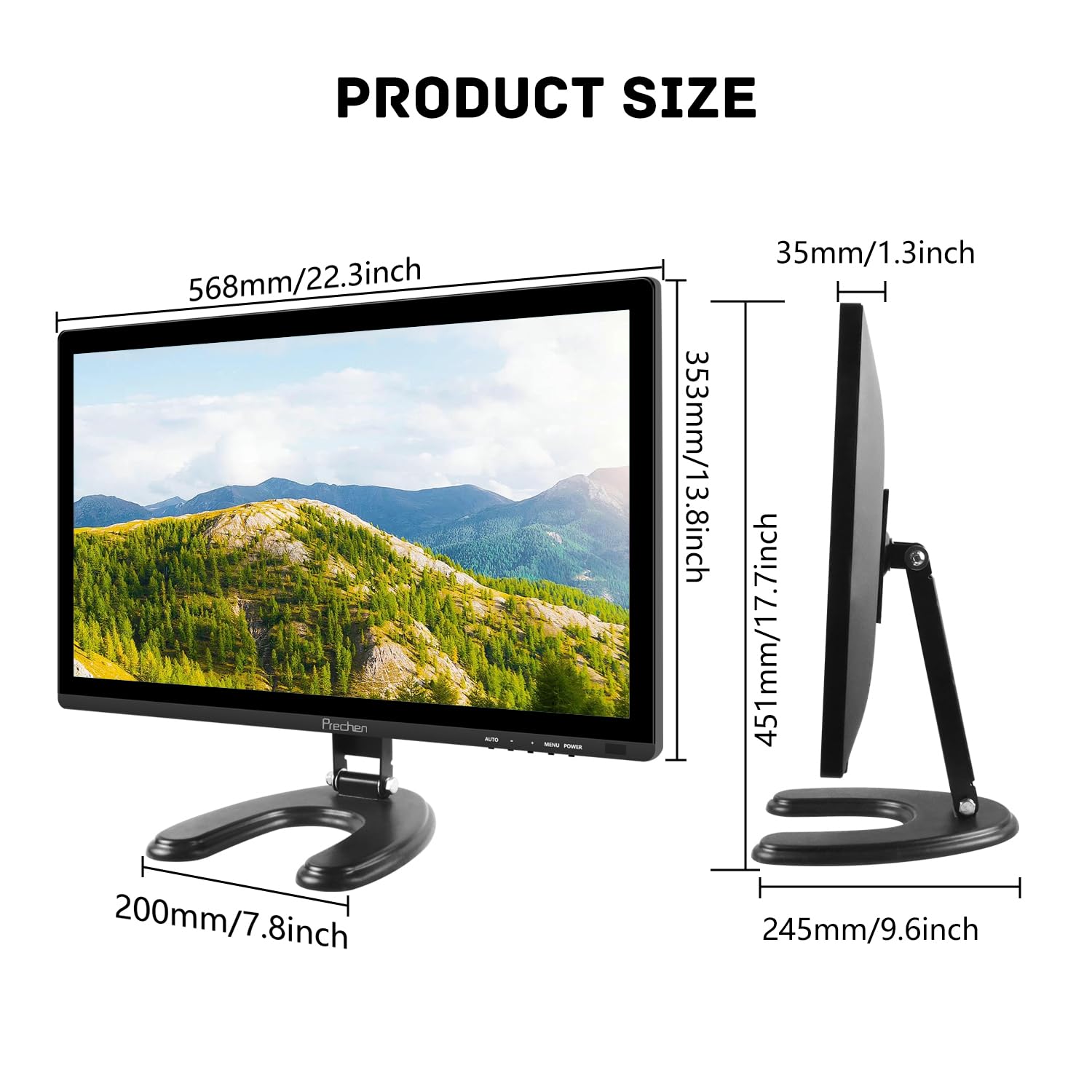 Prechen 24 Inch IPS FHD 1080P Touchscreen Monitor - HDMI VGA USB Ports, 75Hz Refresh Rate, VESA Mount, Built-in Speakers - Perfect for Gaming, Business & Home Office Use