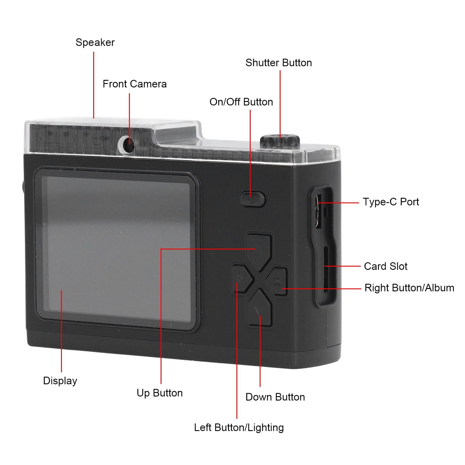 48MP Digital Camera with 8X Zoom & Anti-Shake - Dual Front/Rear Cameras, Beauty Filter, 2.4