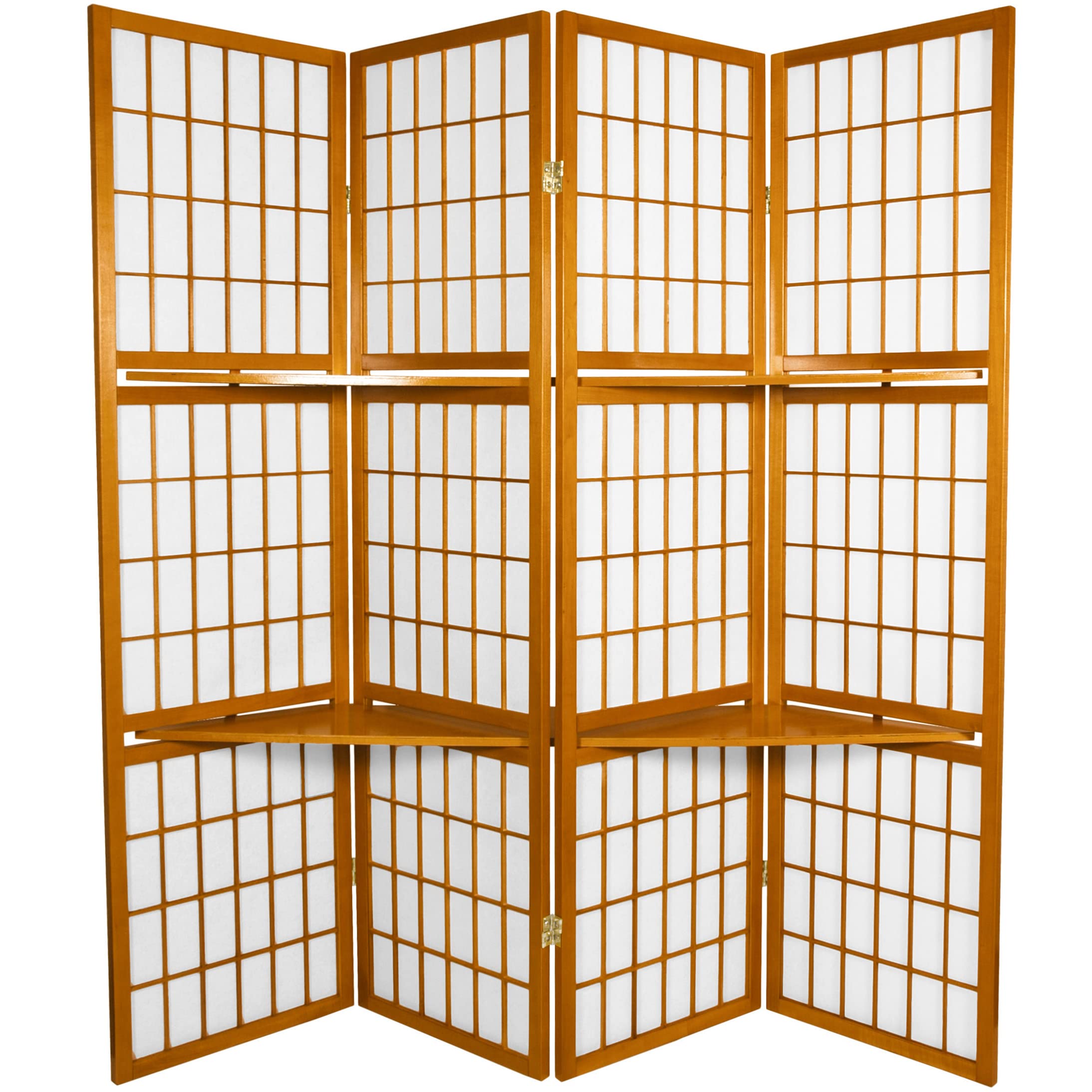 Red Lantern SS-WPSHELF-Honey Room Divider - Handmade Bamboo Partition Screen for Home Decor, Office Privacy & Asian-Themed Events