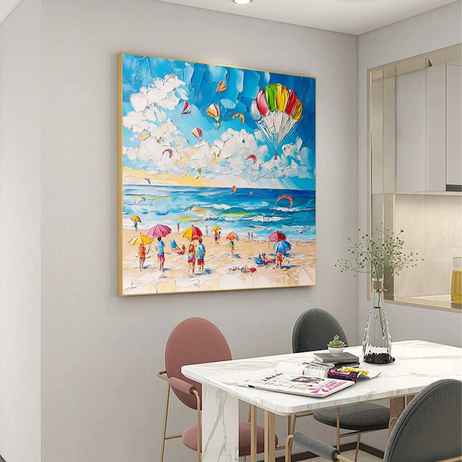 Seascape and Snowy Peak Landscape Painting #SP056 - Stunning Wall Art for Living Room, Bedroom & Office Decor