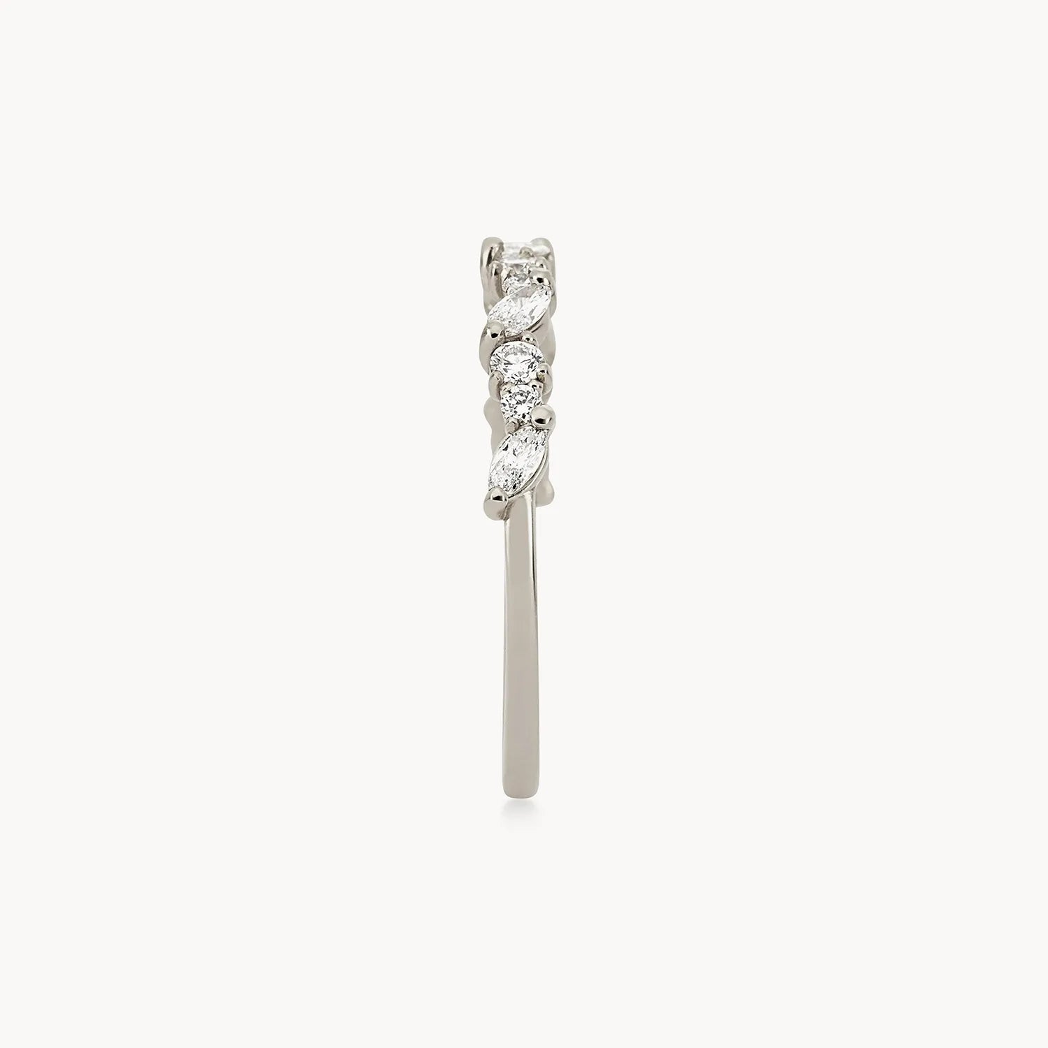 14K White Gold Reverie Band with White Diamonds - Elegant Stackable Ring for Weddings, Anniversaries & Everyday Wear
