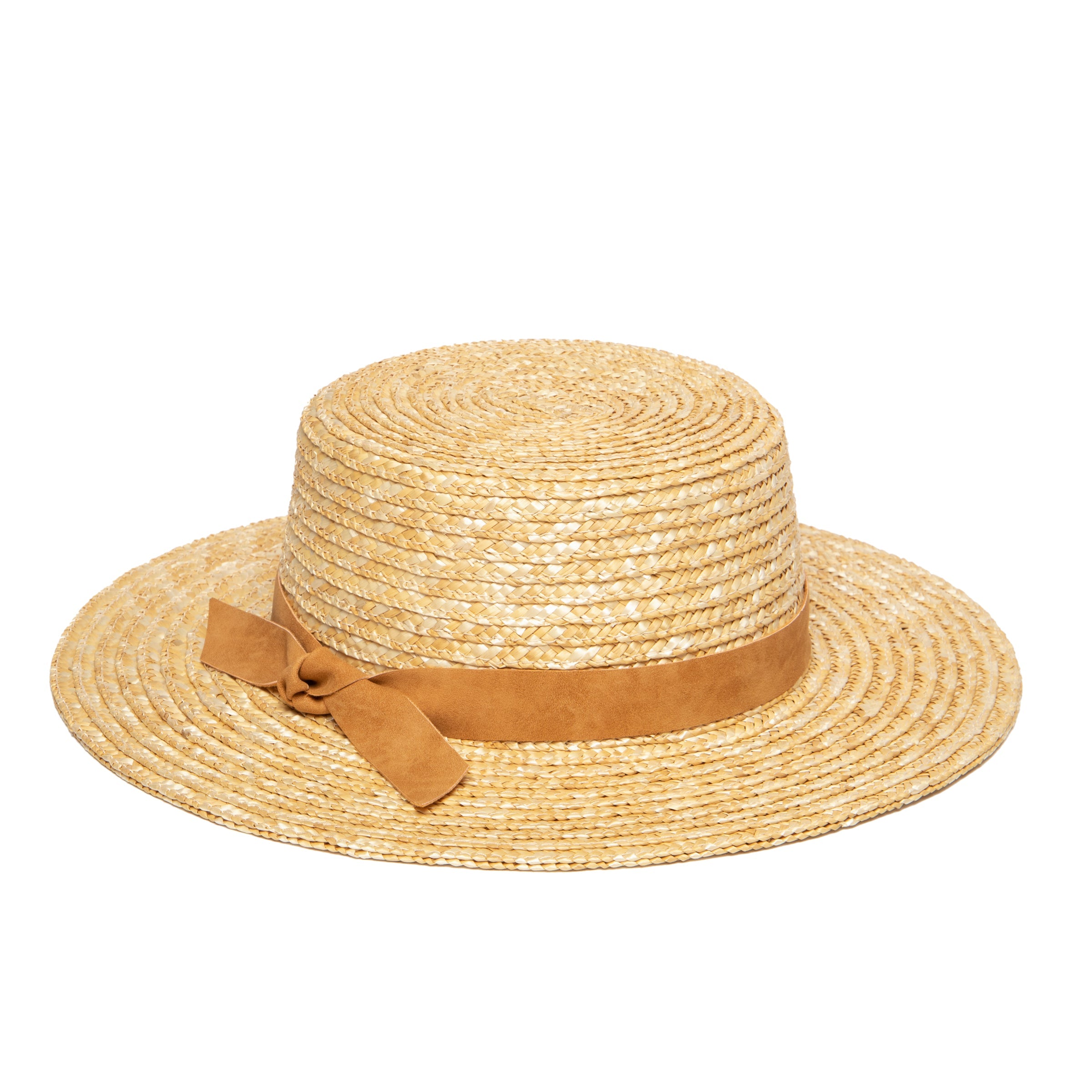 Stylish Women's Straw Boater Hat with Faux Leather Band - Perfect for Summer Beach, Garden Parties & Outdoor Weddings