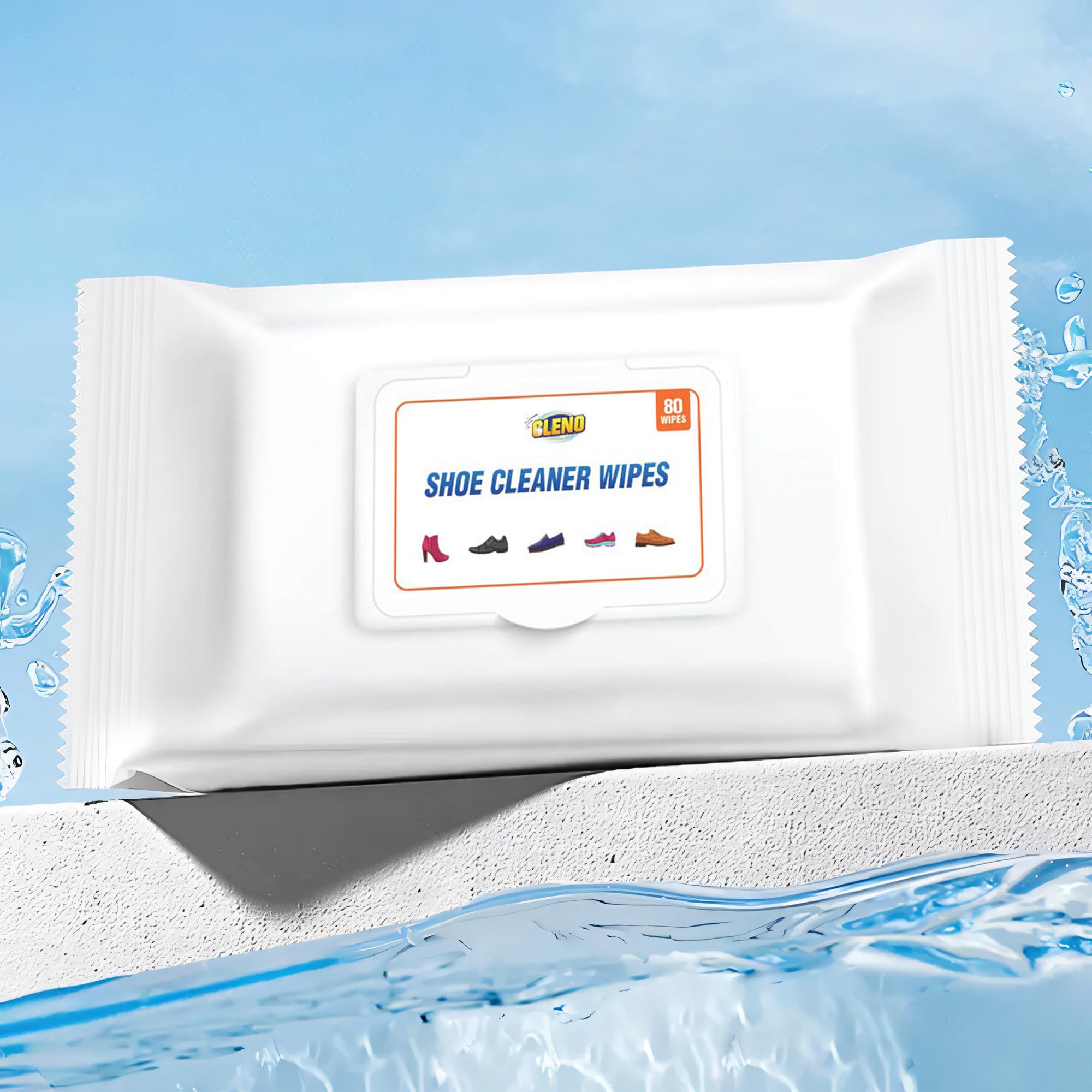 Cleno Shoe Cleaner Wet Wipes - 80 Count | Instant Cleaning for Sneakers, Loafers, Sandals, Slippers & Athletic Shoes | Removes Dirt, Mud & Stains | Perfect for Golf, Tennis & White Shoes | On-the-Go Shoe Care & Quick Refresh