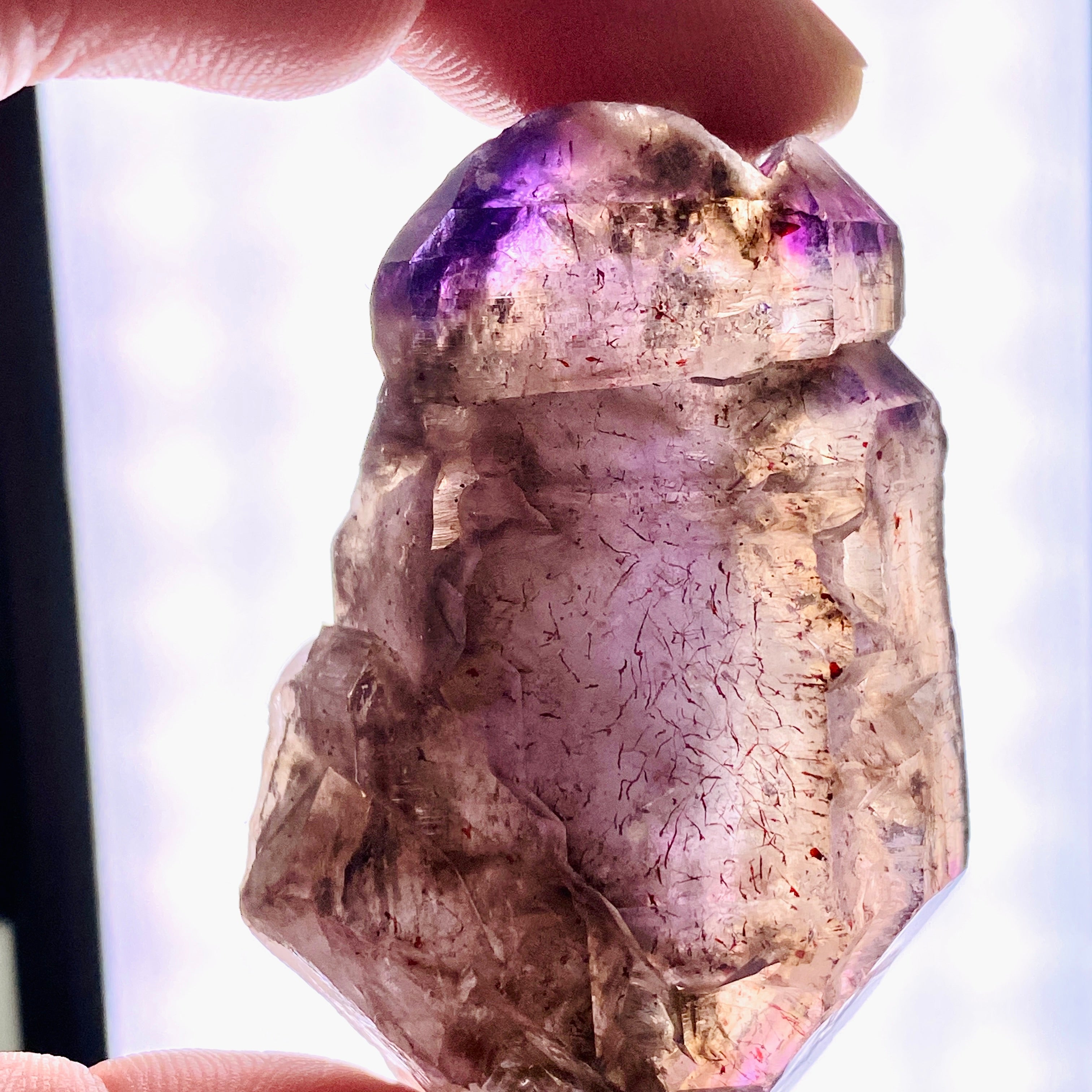 Natural Smokey Amethyst Elestial Crystal with Unique Inclusions (Similar to Super Seven & Brandberg) - CR3730 for Meditation, Energy Healing & Spiritual Growth