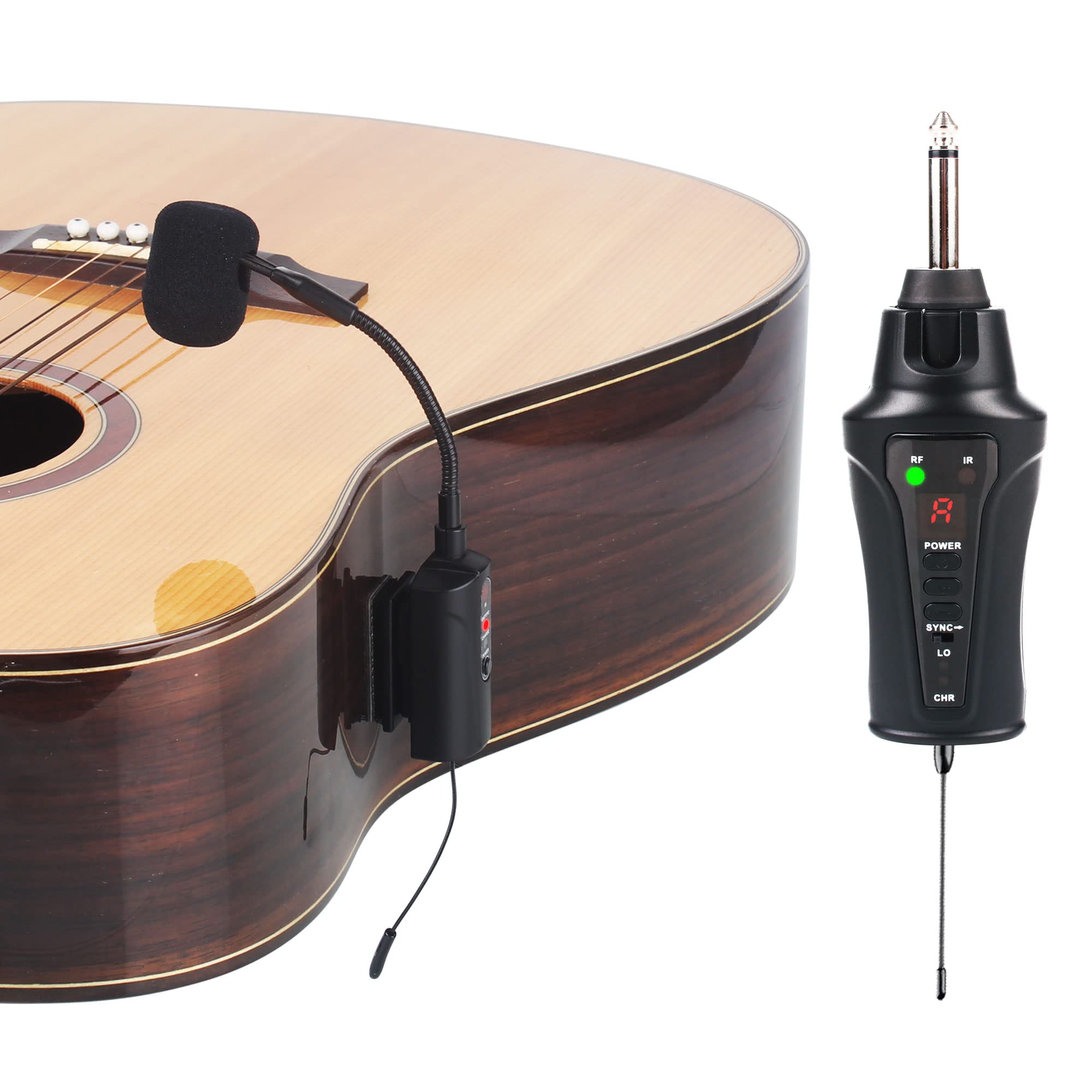 AT-5 Wireless UHF Microphone System for Guitar - Condenser Pickup with Receiver & Transmitter | Ideal for Classical & Acoustic Guitar Performances, Live Shows & Studio Recording
