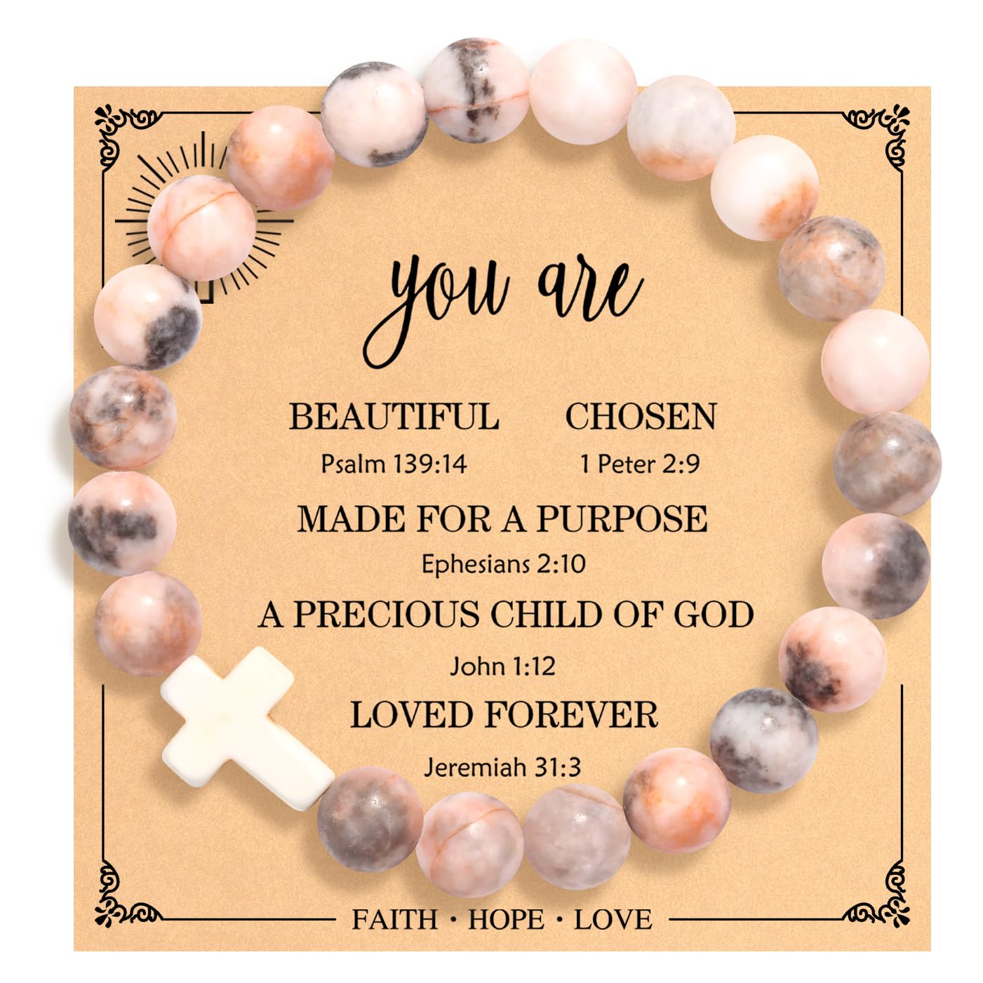 Christian Easter Gifts for Women - Cross Bracelet with Inspirational Bible Verse | Religious Jewelry for Daughter, Granddaughter, Sister, Mom, Grandma & Godmother | Perfect for Easter Basket Stuffers, Birthday & Faith-Based Occasions | Wear Daily as a Symbol of Jesus' Love