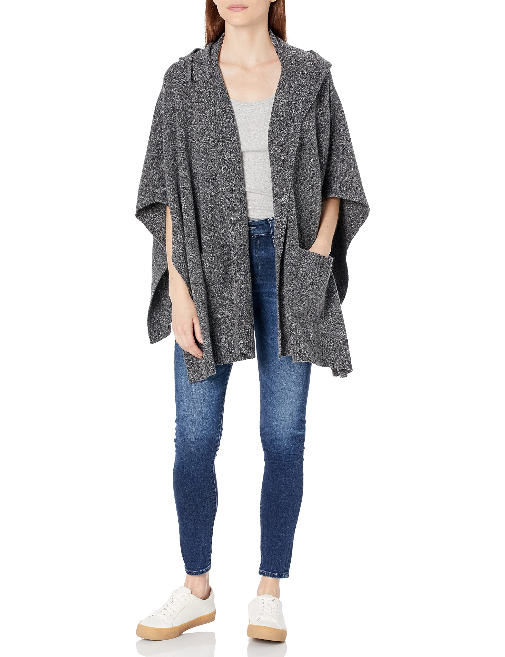 Women's Cable Knit Soft Hooded Cape Poncho - Cozy Winter Outerwear for Casual Outings & Outdoor Activities
