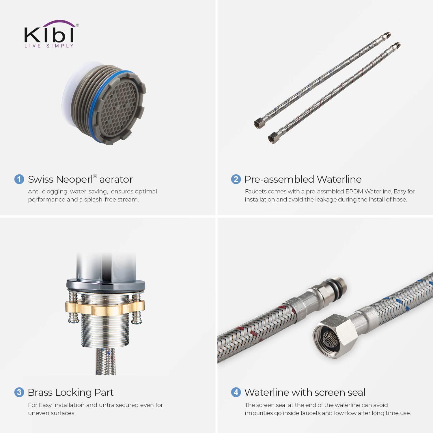 KIBI Single Handle Bathroom Sink Faucet - Solid Brass Waterfall Bathroom Faucet with Supply Lines - Corrosion Resistant Chrome Vanity Faucet for Bathroom, Powder Room & Guest Bath (Model KBF1008) - Perfect for Modern Home Renovation & Luxury Bathroom Upgrades