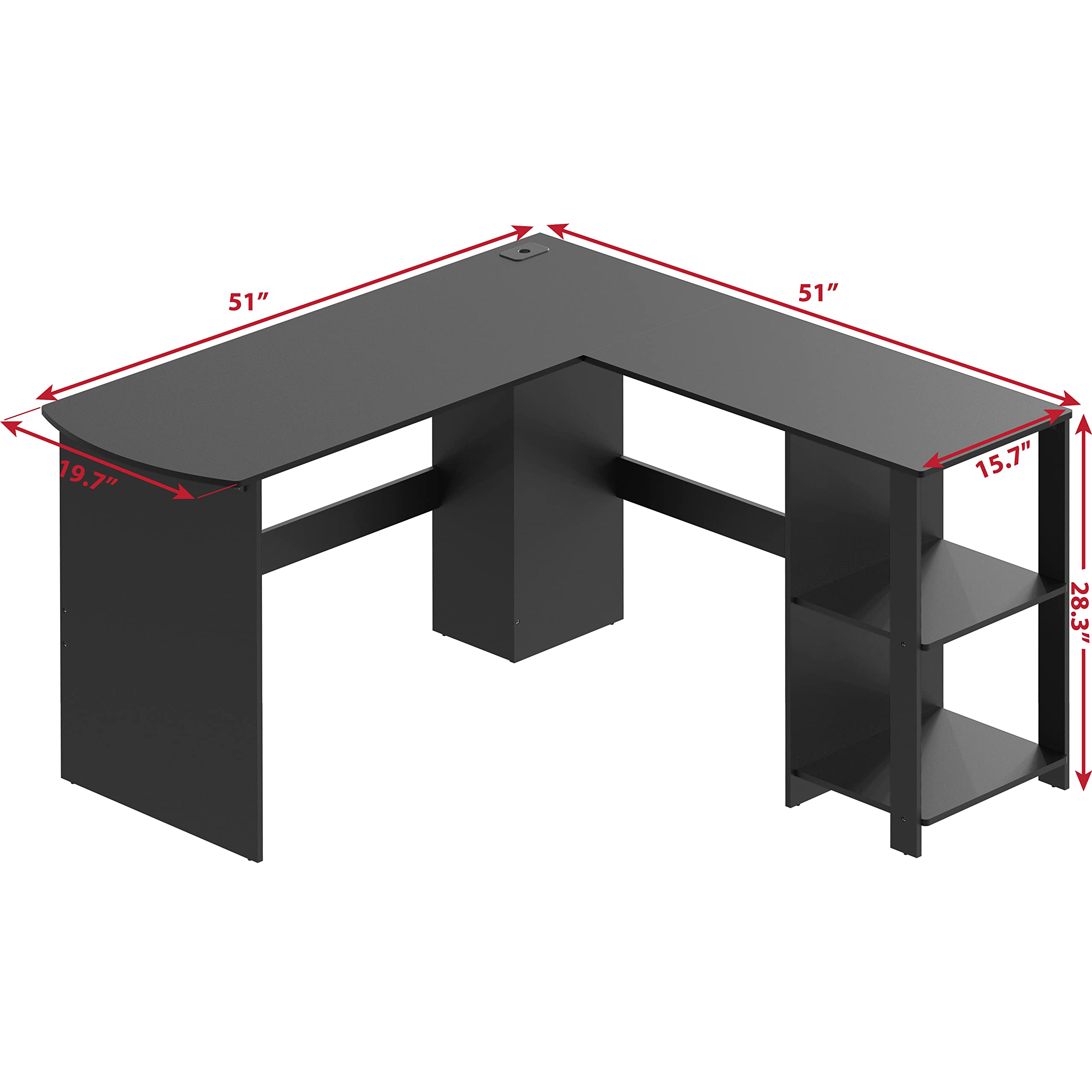 SHW L-Shaped Home Office Wood Corner Desk with Keyboard Tray, Black - Perfect for Small Spaces, Gaming & Remote Work Setup