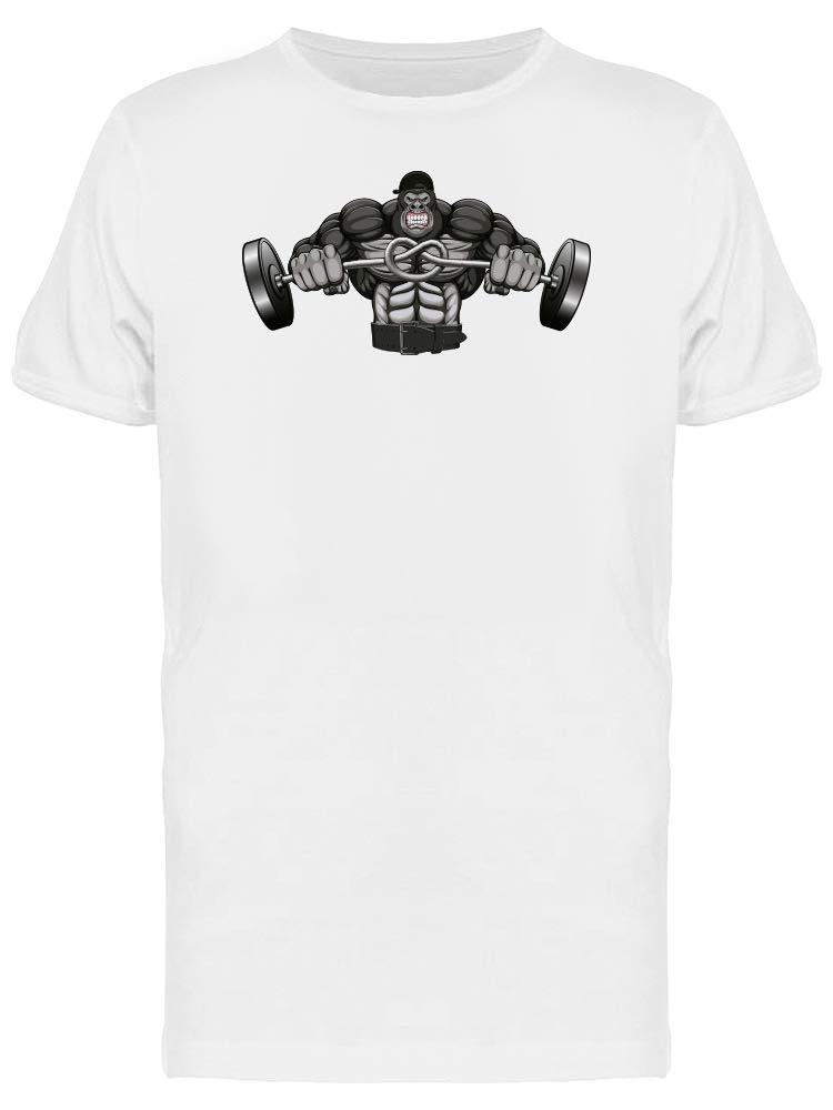 Strong Gorilla Barbell T-Shirt for Men - White | Gym Workout & Casual Wear