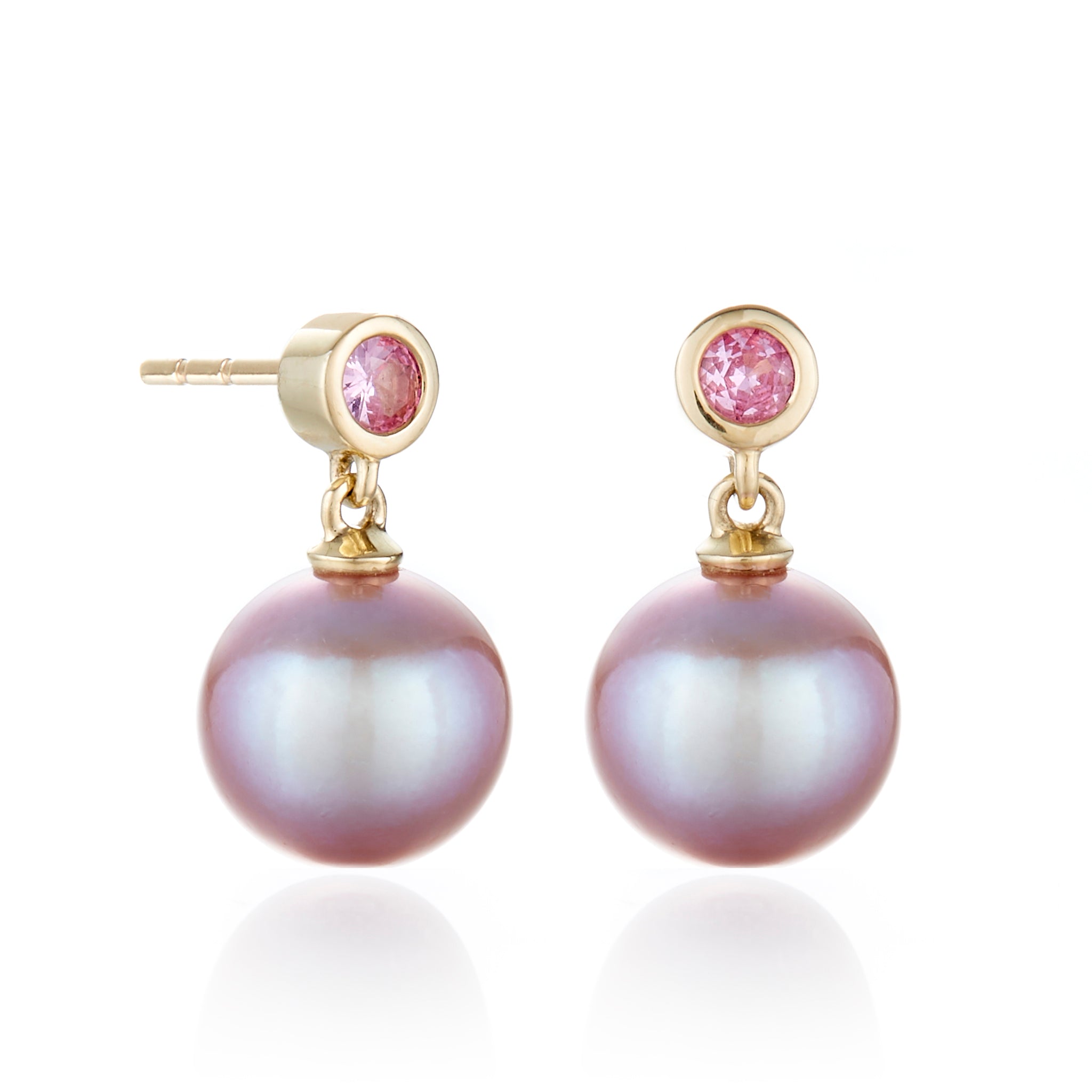 Exquisite Pink Sapphire & Pink Pearl Drop Earrings for Women | Elegant Dangle Jewelry Gift for Brides, Party & Special Occasions