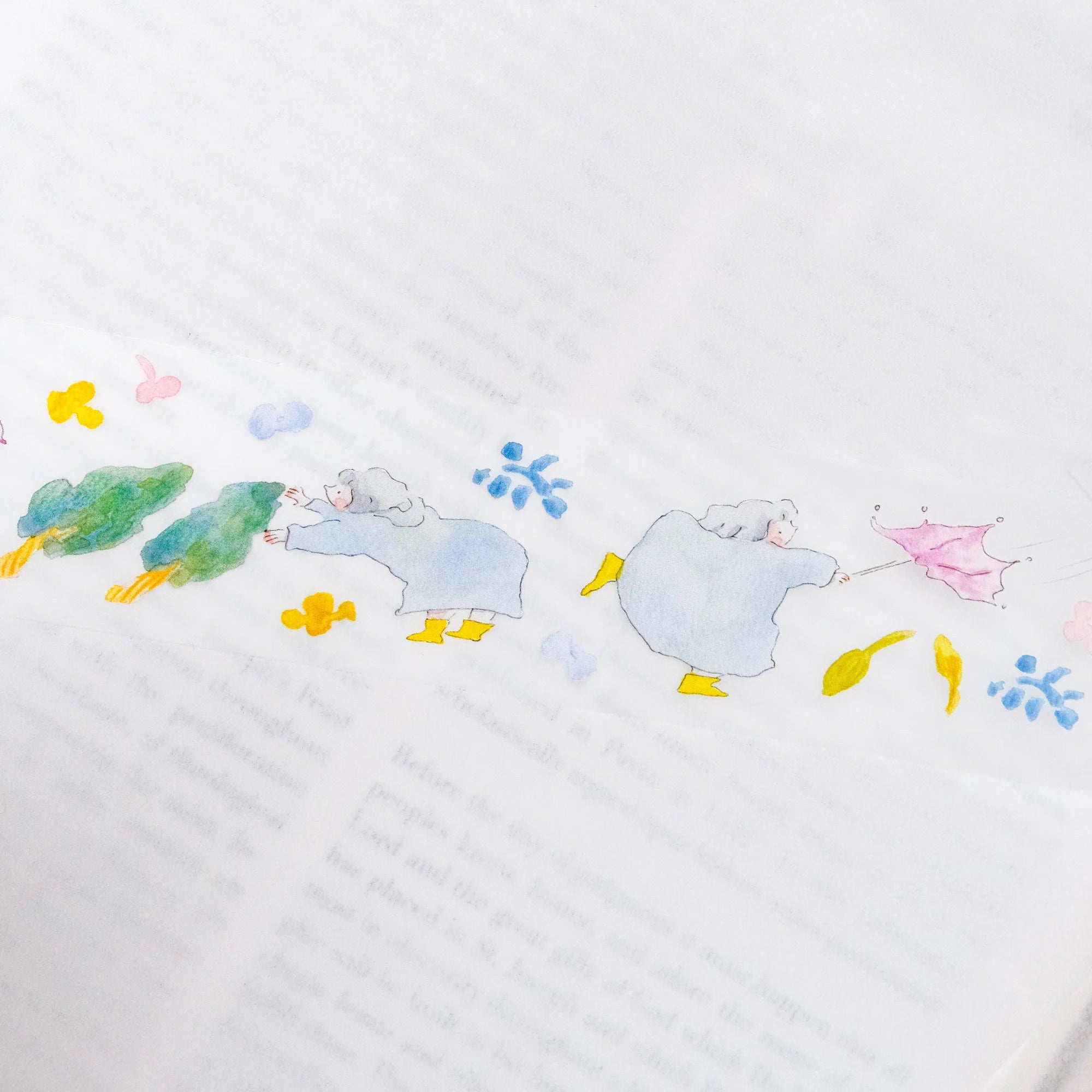 Dodolulu Washi Tape Pitter Patter (PET) - Decorative Japanese Paper Tape for Scrapbooking, Journaling, DIY Crafts & Gift Wrapping