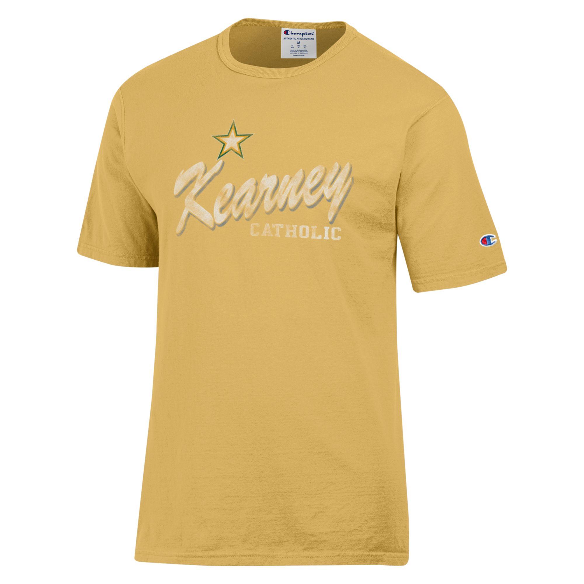 Men's Kearney Catholic Stars Garment Dyed Cotton T-Shirt | Soft Vintage Style Tee for Casual Wear & School Spirit