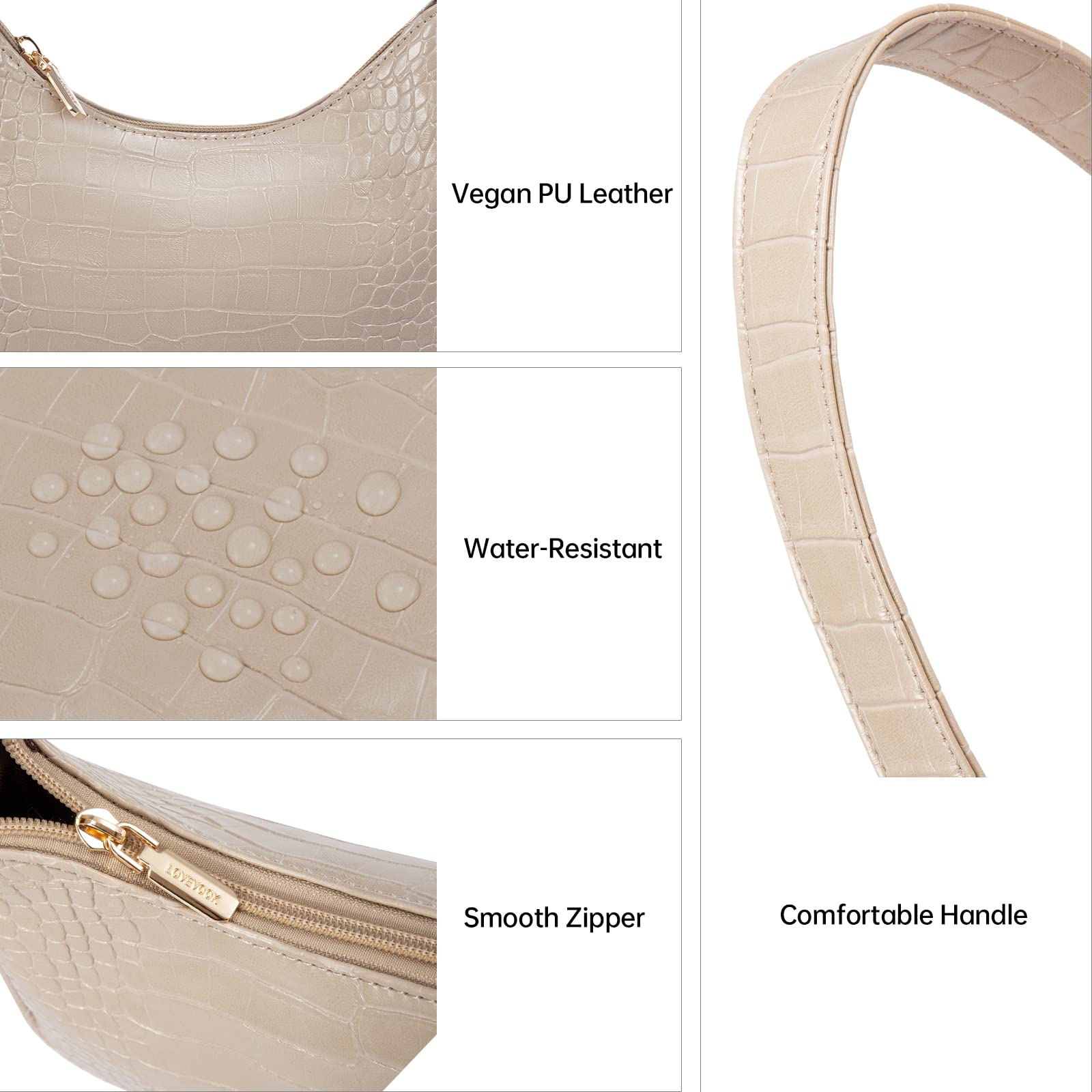 LOVEVOOK Women's Small Shoulder Bag - Crocodile Pattern Vegan Leather Clutch Purse, Cute Mini Handbag for Everyday Use, Date Night & Special Occasions