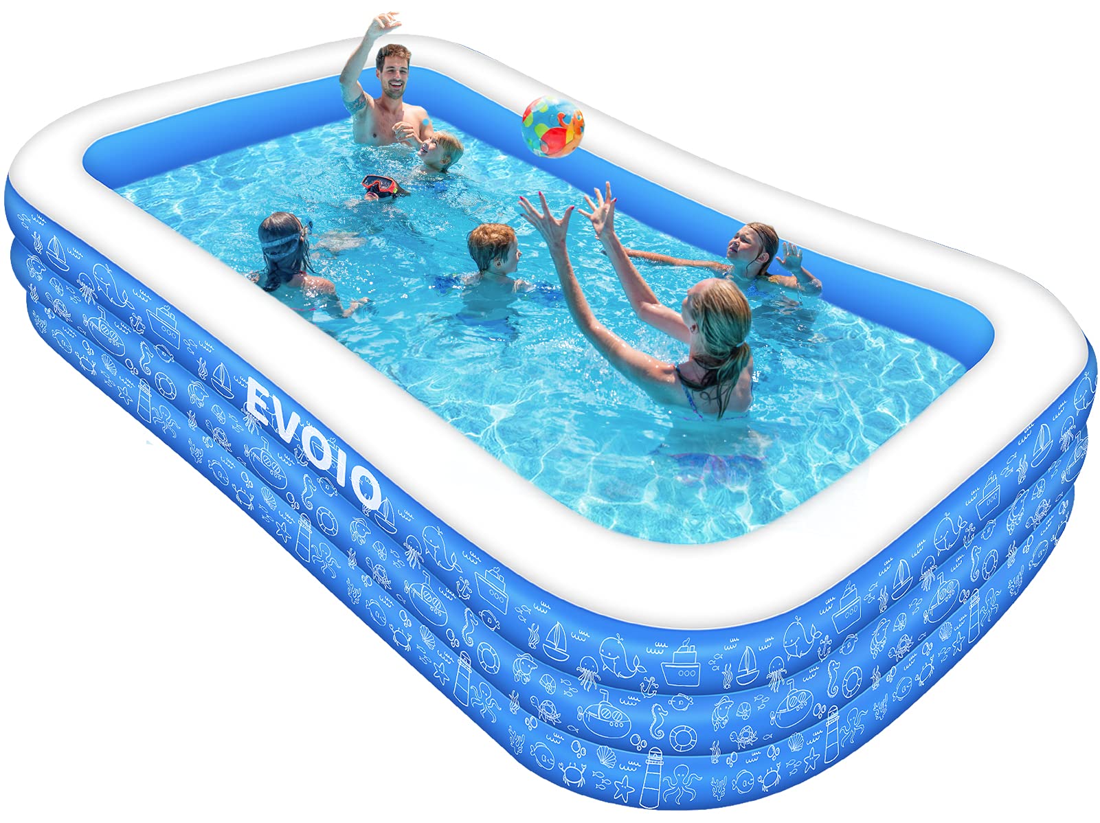 Evoio Large Inflatable Pool for Adults & Kids - 95