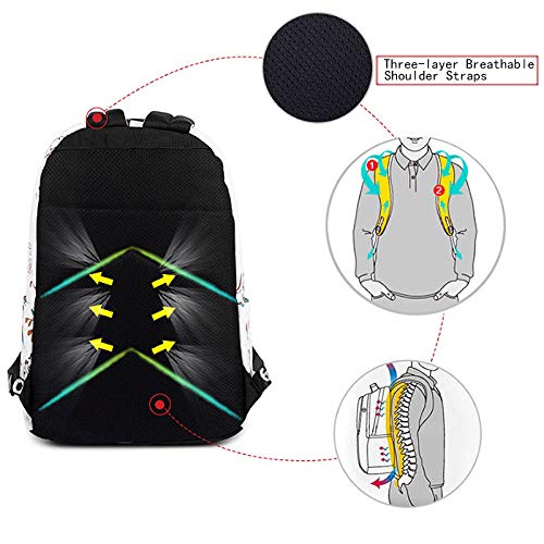 Van Caro Floral Backpack - Large 17 Inch Laptop Backpack for College, Travel & Work - Waterproof Casual Bookbag with USB Charging Port - Perfect for School, Commuting & Weekend Getaways (White)