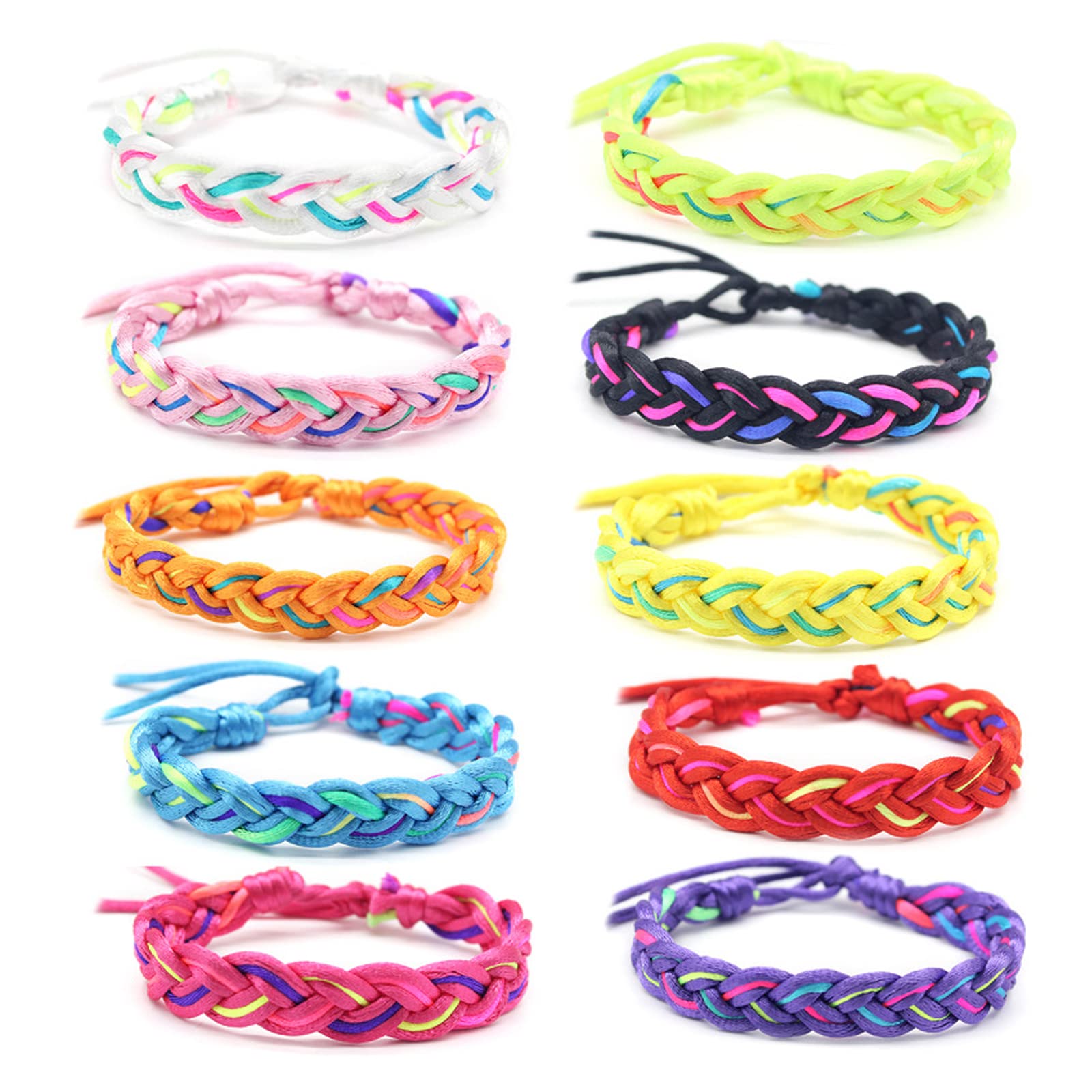 Handmade Adjustable Braided Friendship Bracelets - 10Pcs Waterproof Woven Rope Bracelets for Women, Men & Teens - Surfer Style Adjustable Wristbands for Beach, Festival & Everyday Wear