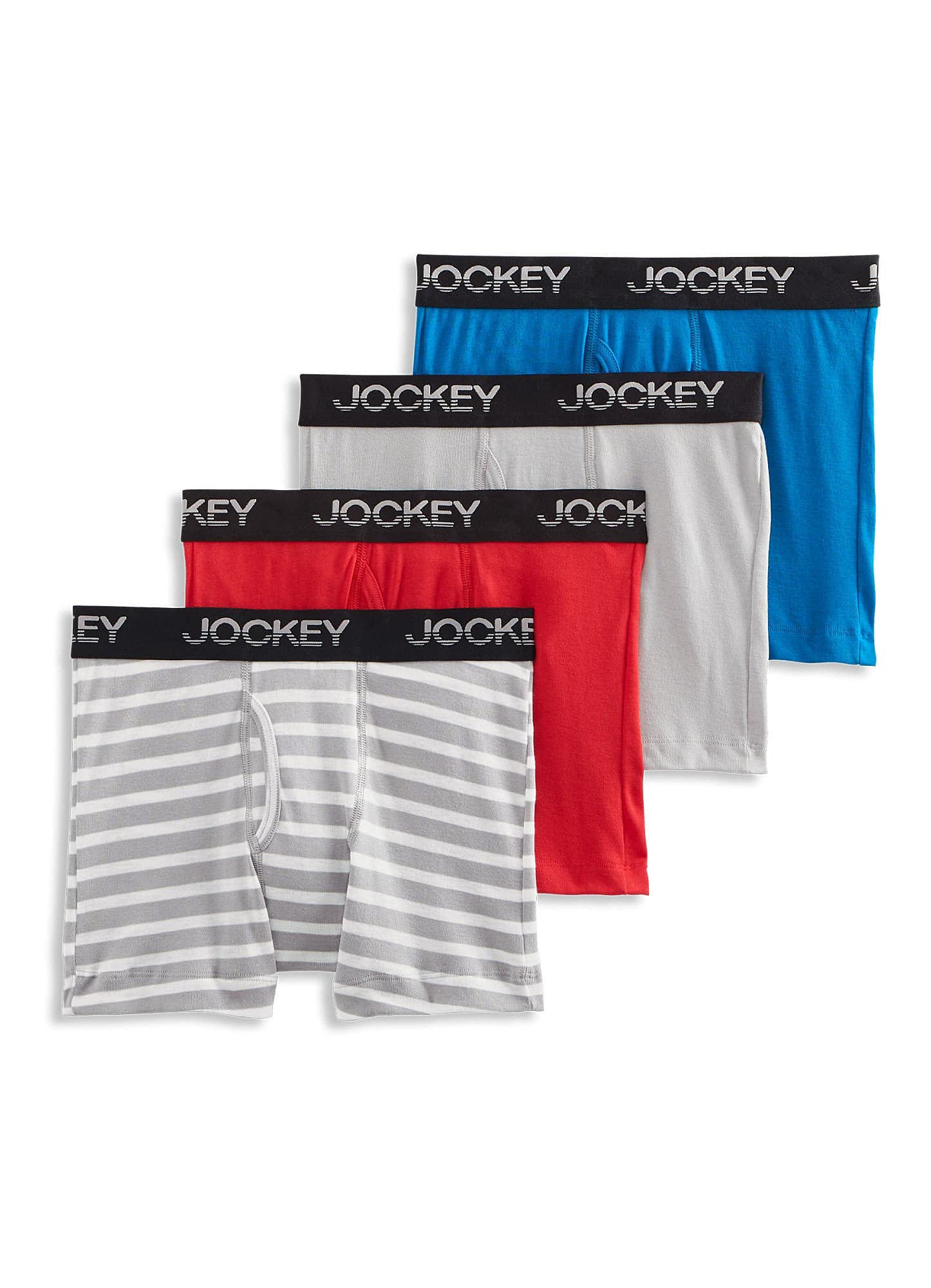 Jockey Boys' Cotton Blend Boxer Briefs 4-Pack - Soft & Breathable Underwear for Kids - Perfect for School, Sports & Everyday Comfort