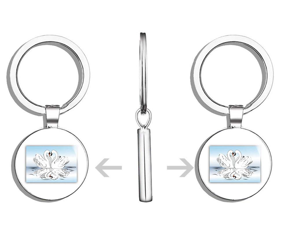 Premium Swan Love Double-Sided Stainless Steel Keychain - Elegant Key Ring Holder with Car Key Finder - Perfect for Couples Gifts, Housewarming, and Everyday Key Organization