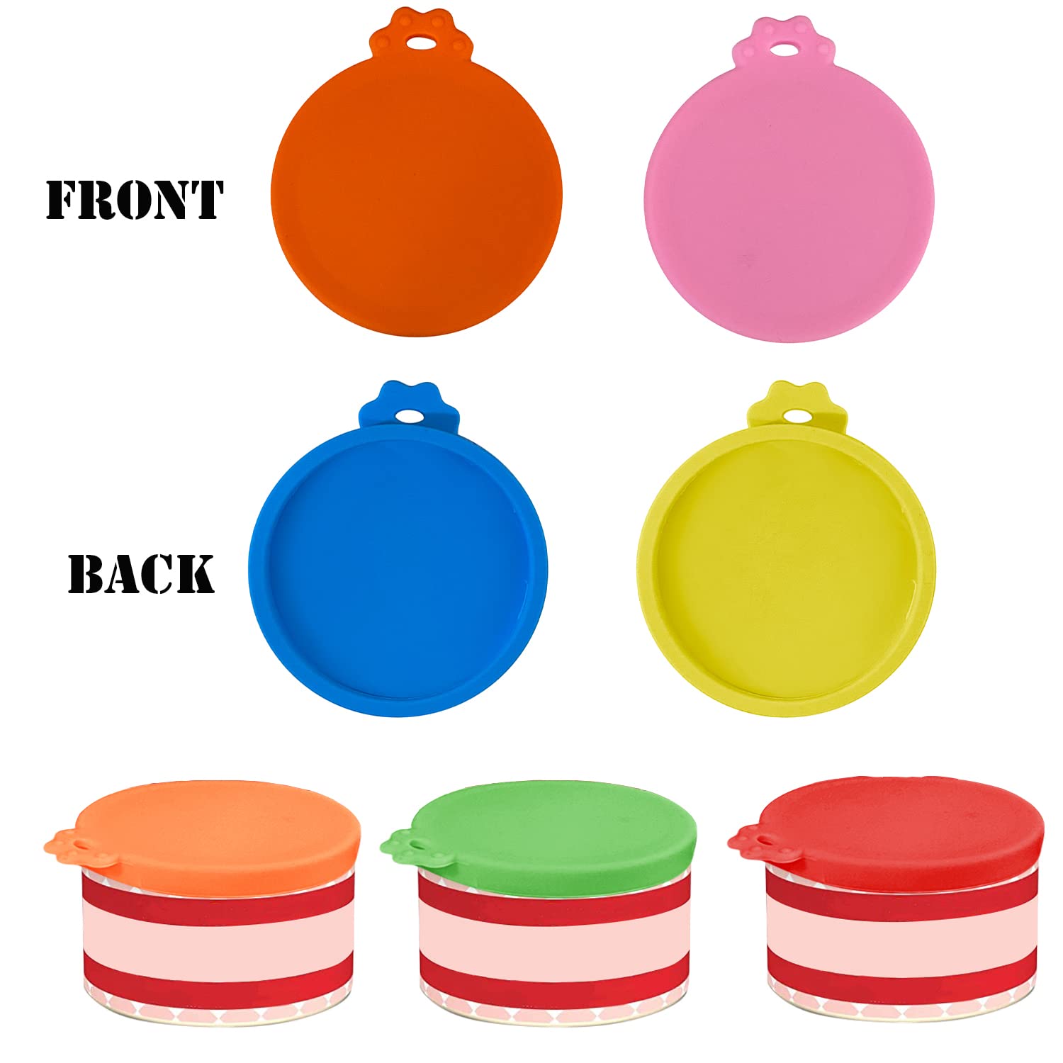 AQSXO 4 Pack Silicone Pet Food Can Lids - Reusable Covers for 3 oz & 2.5 oz Cat Food Cans - Keep Pet Food Fresh & Airtight - Perfect for Storage, Travel & Portion Control