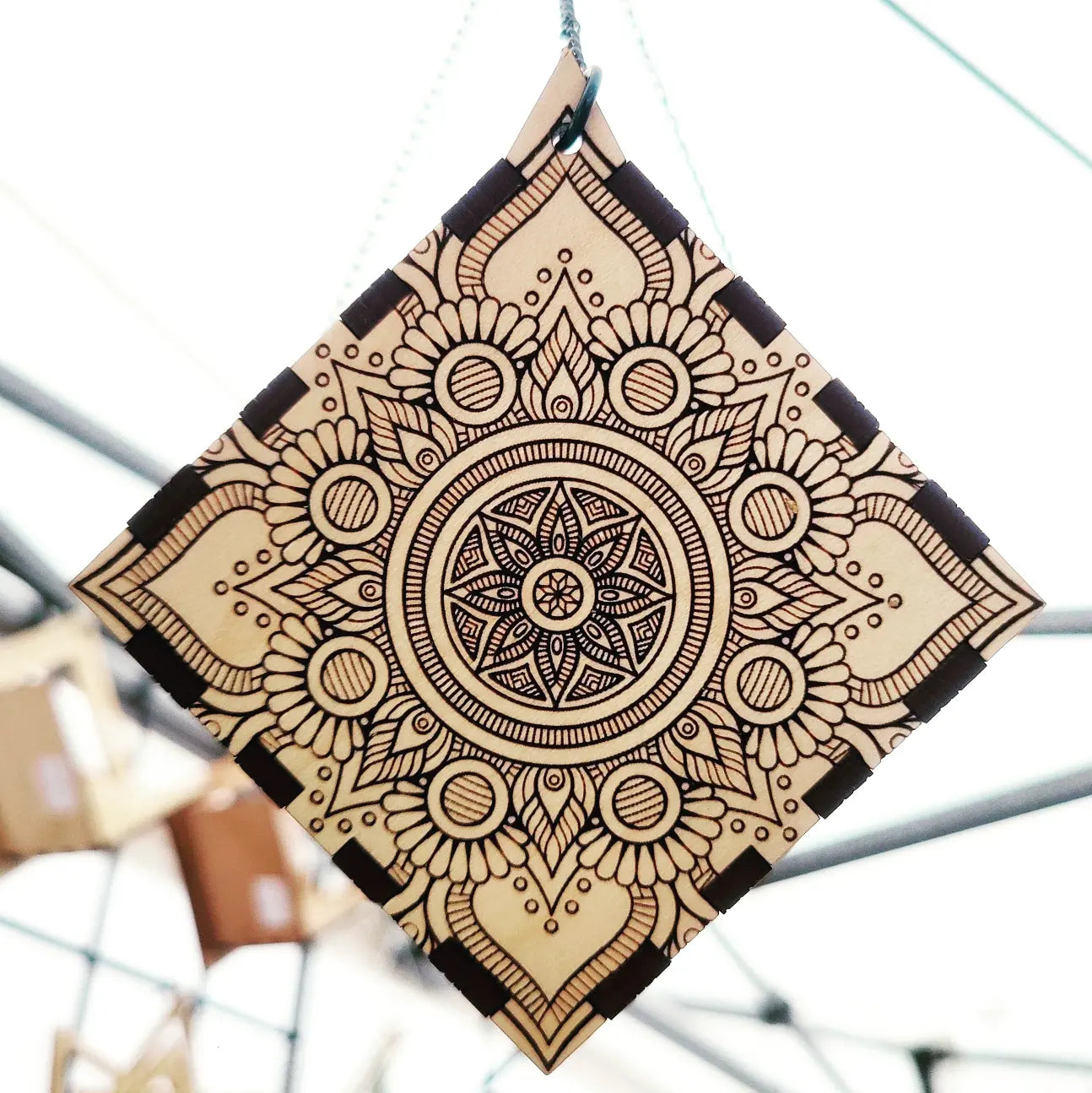Hemicube Free Hanging Planter - Air Plant Holder | Handmade Wooden Home Decor for Plant Lovers | Unique Wall Display for Living Rooms, Offices & Gifts | Modern Boho Indoor Gardening Decor