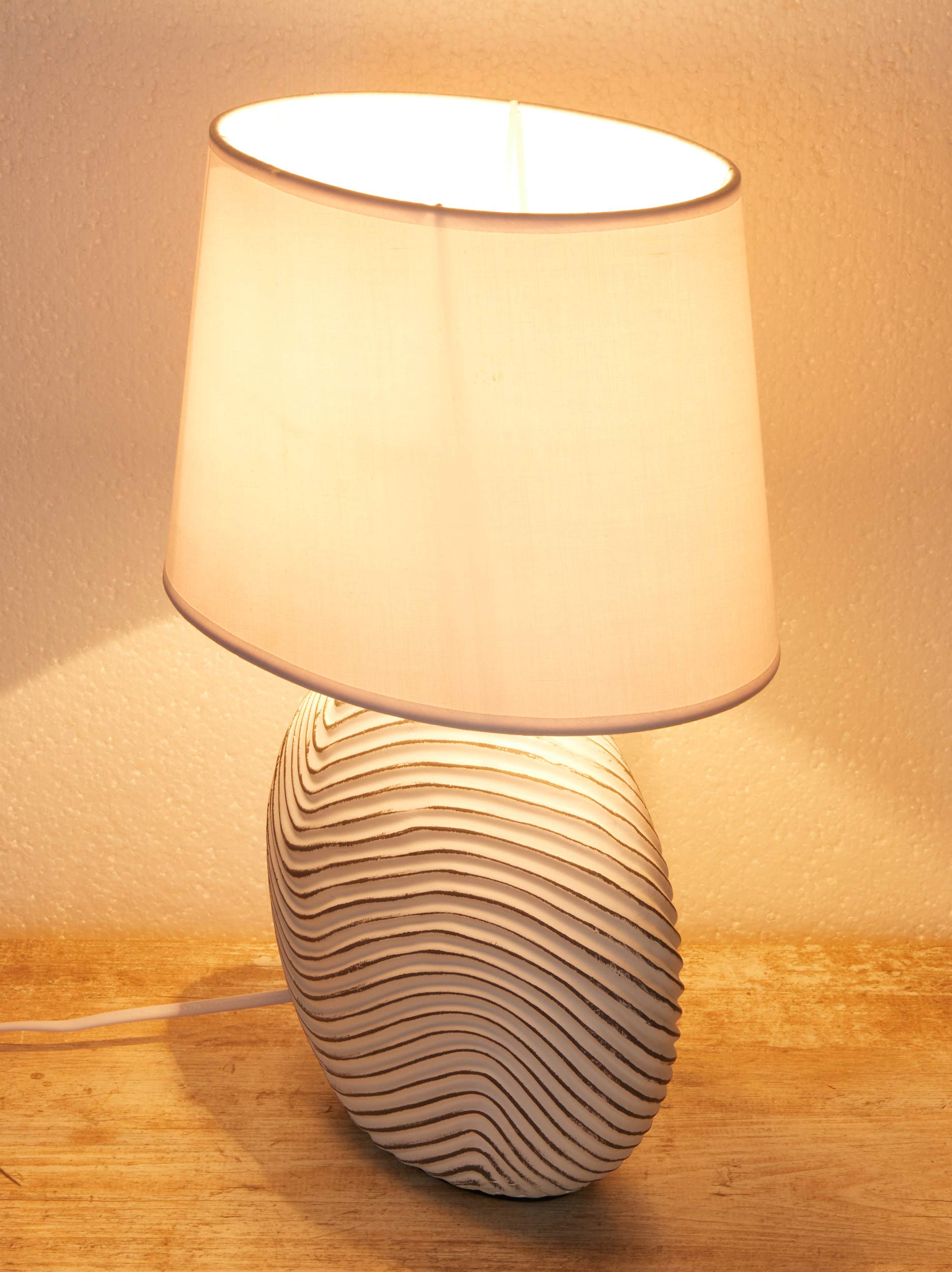 BRUBAKER 2-Pack White Ceramic Table Lamps with Two-Tone Matte Finish - 15 Inch Height - Perfect for Bedroom Nightstand, Living Room End Table, or Office Desk Lighting