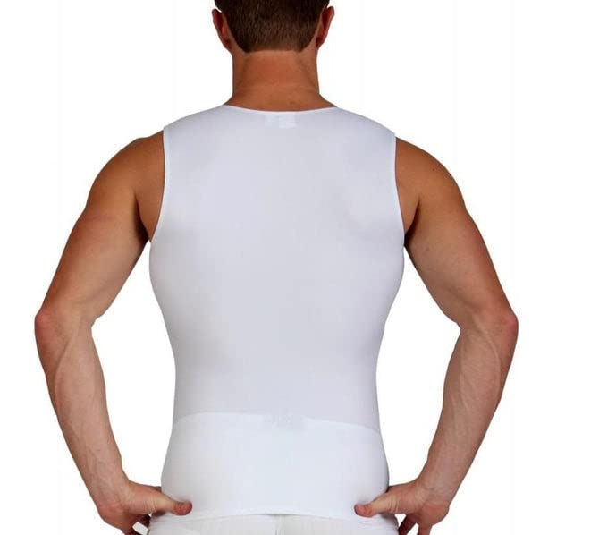 Insta Slim Men's Compression Body Shaper - 3 Pack Sleeveless V-Neck Shirt for Back Support, Gynecomastia & Hernia Relief - Made in USA | Workout, Post-Surgery & Everyday Wear