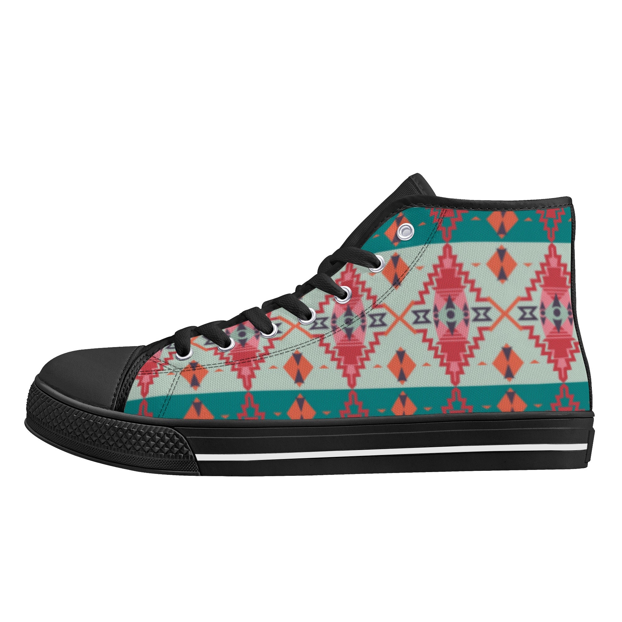Women's High Top Canvas Shoes - Sahara Sunset Print Southwestern Boho Sneakers for Casual Wear & Outdoor Adventures
