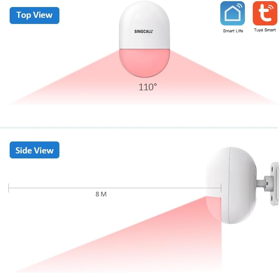 SINGCALL Wireless Motion Sensor Alarm - 2.4G WiFi Smart Home Security System for Driveway, Indoor & Outdoor Use | Motion Detector Alert with Instant Notification | Perfect for Home, Garage, Office & Warehouse Protection