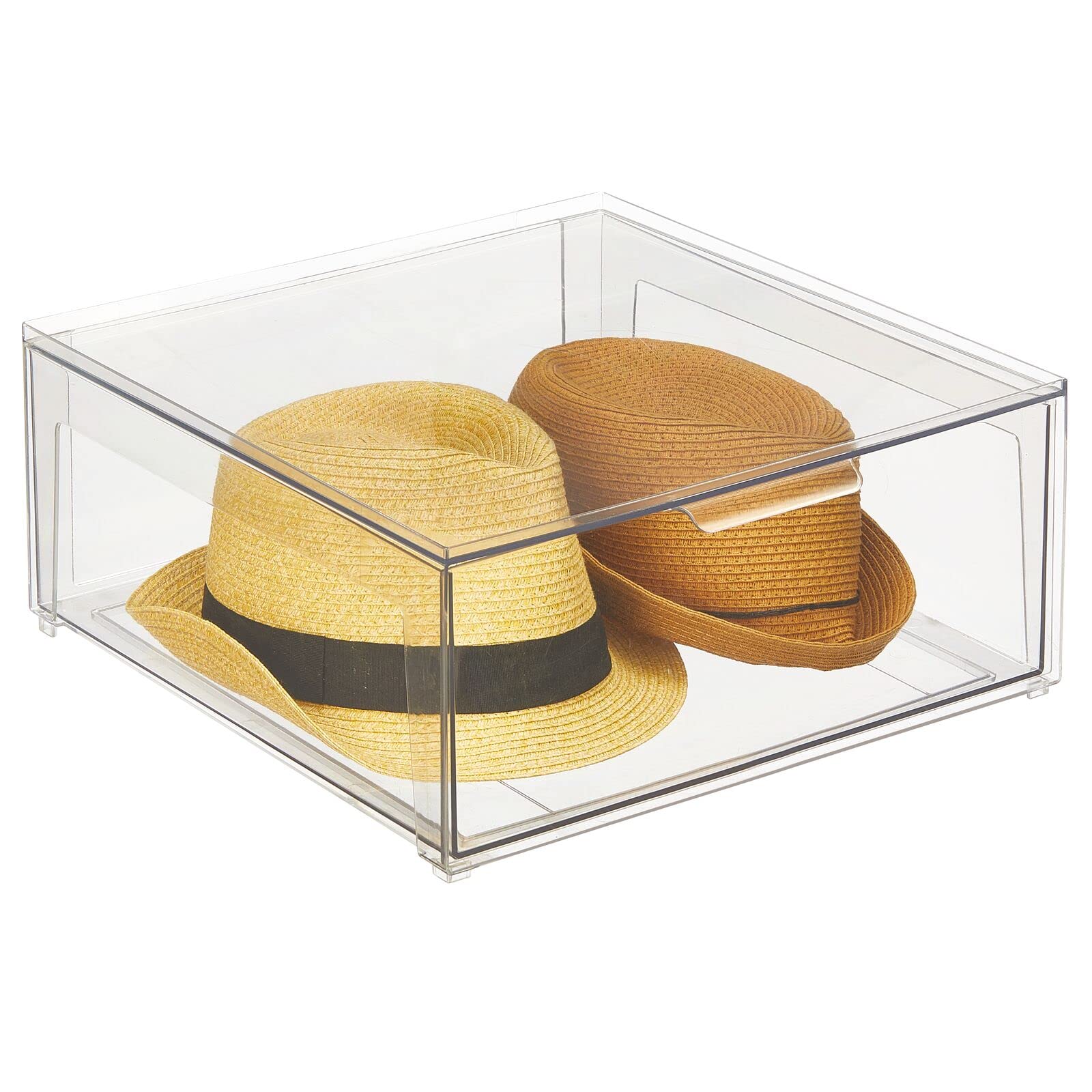Stackable Closet Storage Bins with Drawers - 2 Pack Clear - for Cabinet & Dresser Organization