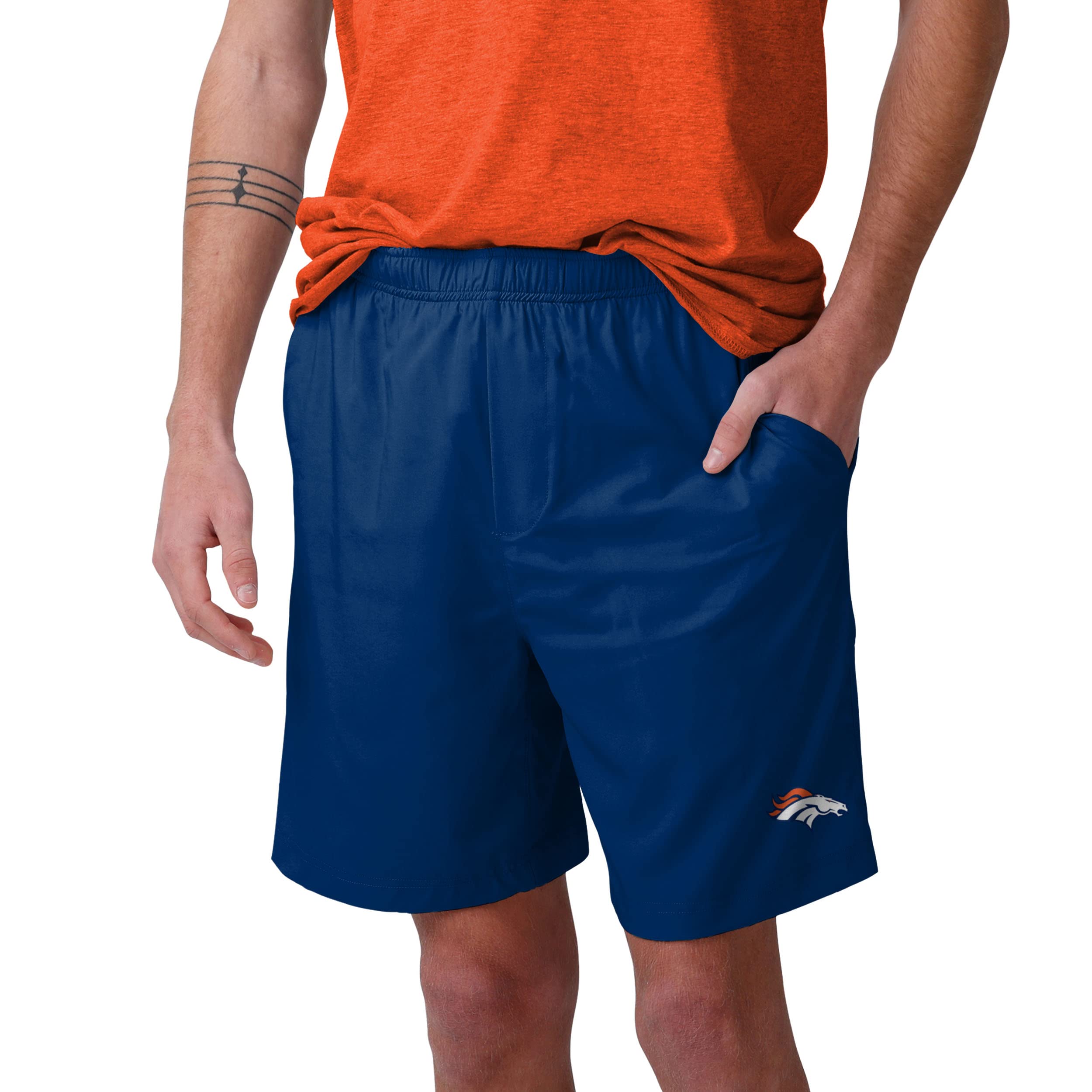 FOCO Denver Broncos NFL Men's Solid Woven Athletic Shorts - XL - Comfortable Casual Wear for Football Games, Lounge & Outdoor Activities