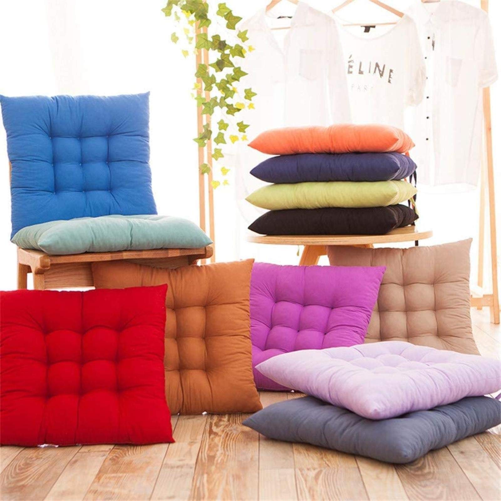 4-Piece Set of Extra Thick Comfortable Dining Chair Cushions with Ties - Breathable Rattan Seat Pads for Kitchen, Patio, and Outdoor Furniture - Perfect for Dining Rooms, Decks, and Backyard Gatherings
