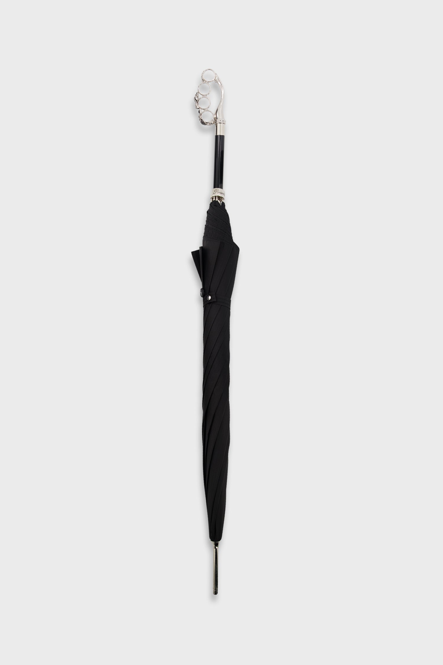 Pasotti Luxury Black & Silver Knuckleduster Handle Umbrella - Stylish Rain Protection for Men & Women - Perfect for Weddings, Events & Everyday Use