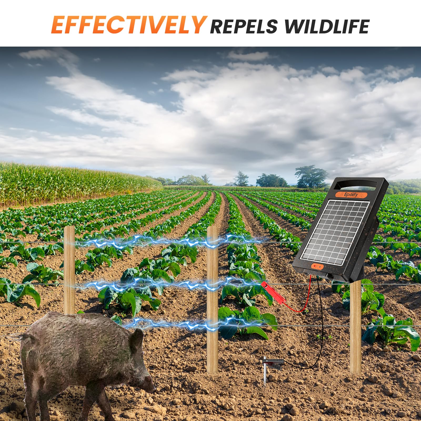 24 Hour Solar Electric Fence Charger - 10 Miles Range, 10200V Output with Solar Panel | Portable Livestock Fence Energizer (0.18J) for Cattle, Horses & Farm Animals | Weatherproof & Easy Installation