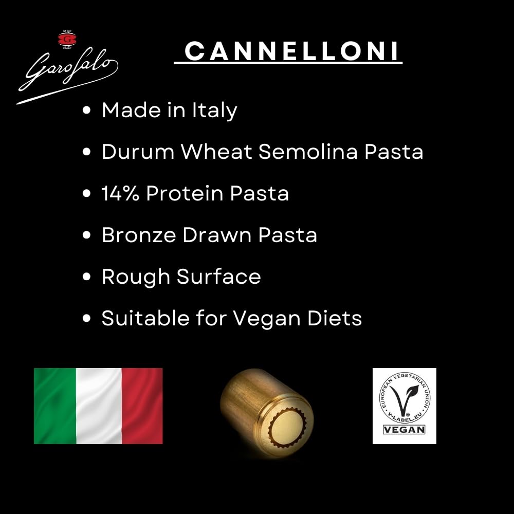 Garofalo Cannelloni Pasta - 250g | Premium Italian Pasta for Lasagna, Stuffed Shells & Baked Pasta Dishes | Authentic Italian Cuisine at Home