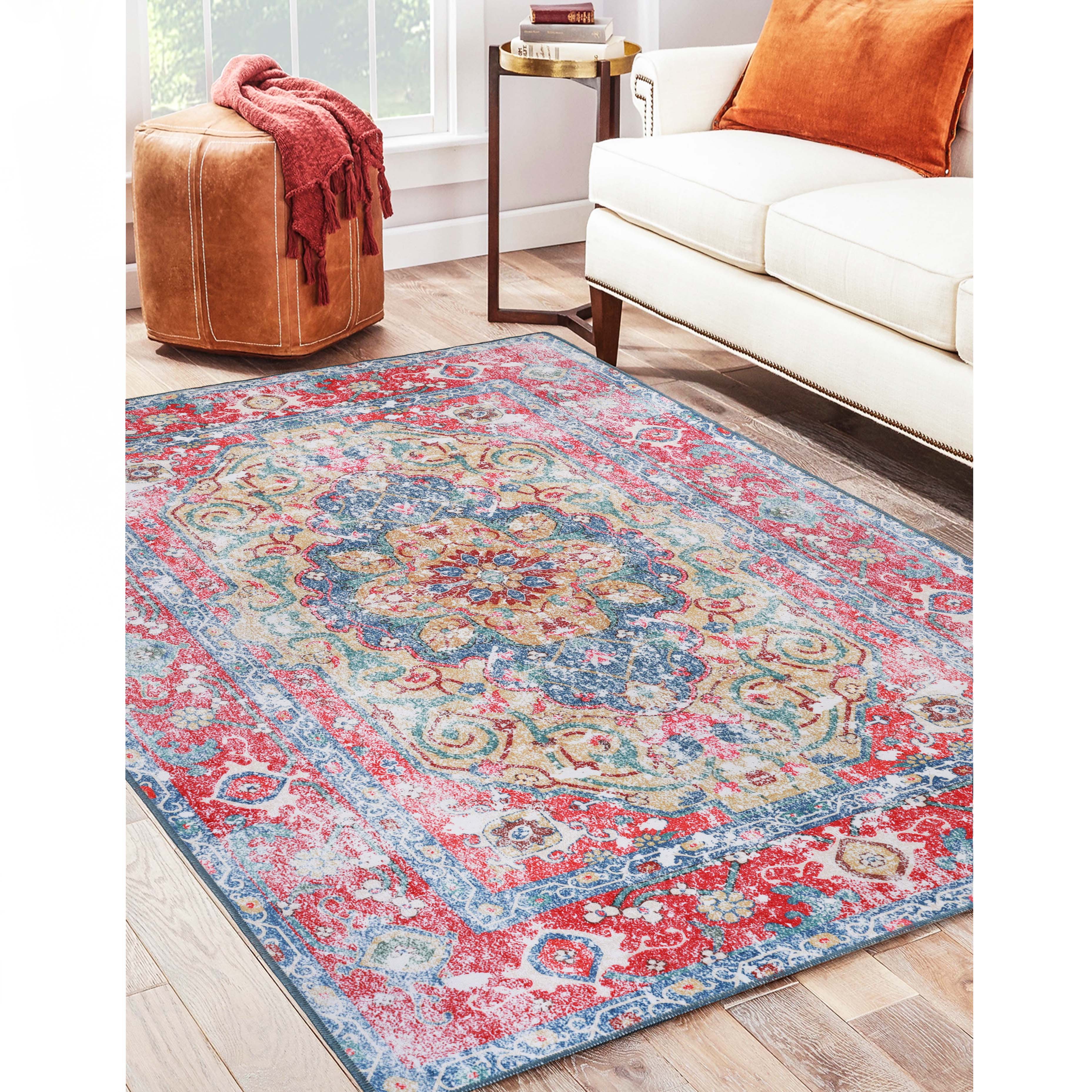 Tanager Rustic Non-Slip Machine Washable Indoor Area Rug & Runner Rug - Perfect for Living Room, Bedroom, or Hallway Decor