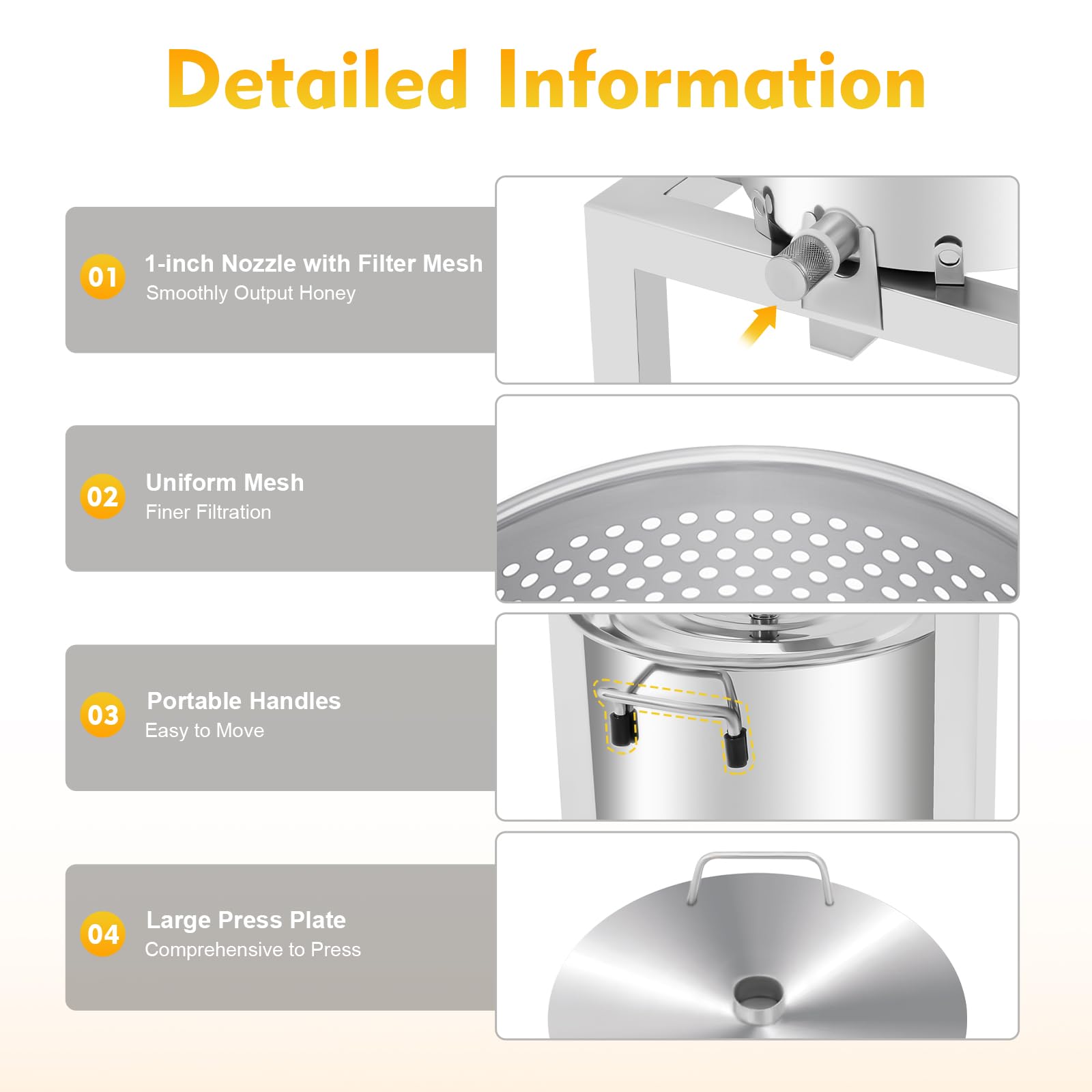 10L Stainless Steel Manual Honey Press Extractor - Beekeeping Equipment for Beeswax & Fruit Juice Extraction | Perfect for Home Brewing, Cider Making & Wine Production