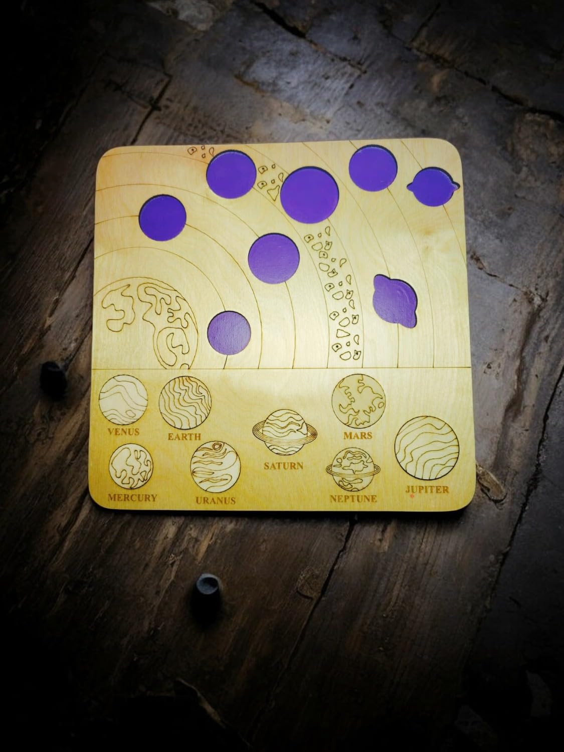 Planet Puzzle - Handcrafted Wooden Educational Toy by Ecosmartlearn | Natural Finish Montessori Learning Toy for Toddlers | Eco-Friendly STEM Gift for Kids Ages 3-5 | Perfect for Classroom, Homeschool & Birthday Gifts