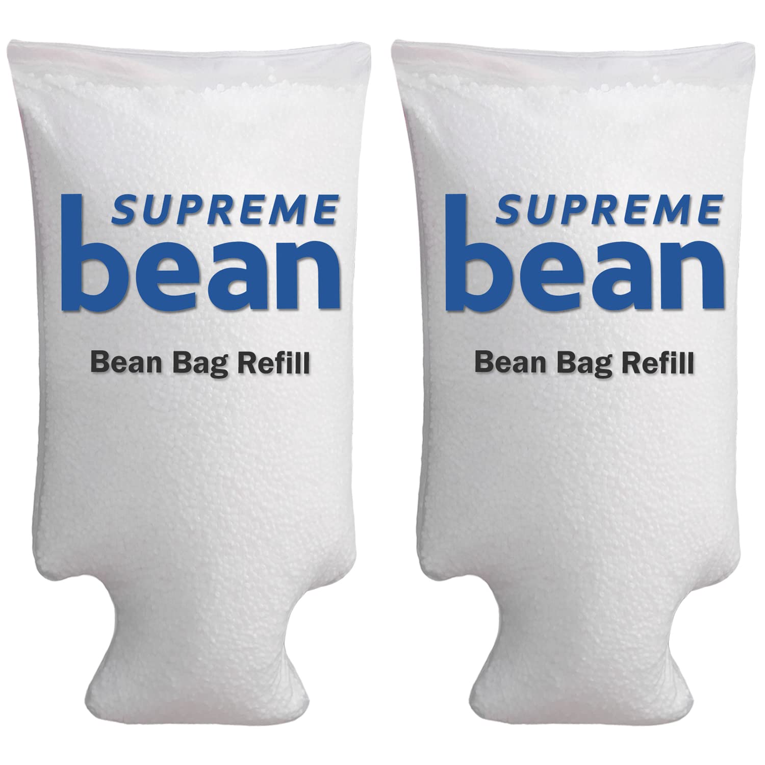 Supreme Bean Foam Filling Refill for Bean Bags, Loungers & Pool Floats - 100L (2 Pack) White with EZ-POUR Zipper Spout - Perfect for Home Decor, Outdoor Relaxation & Kids Play Areas