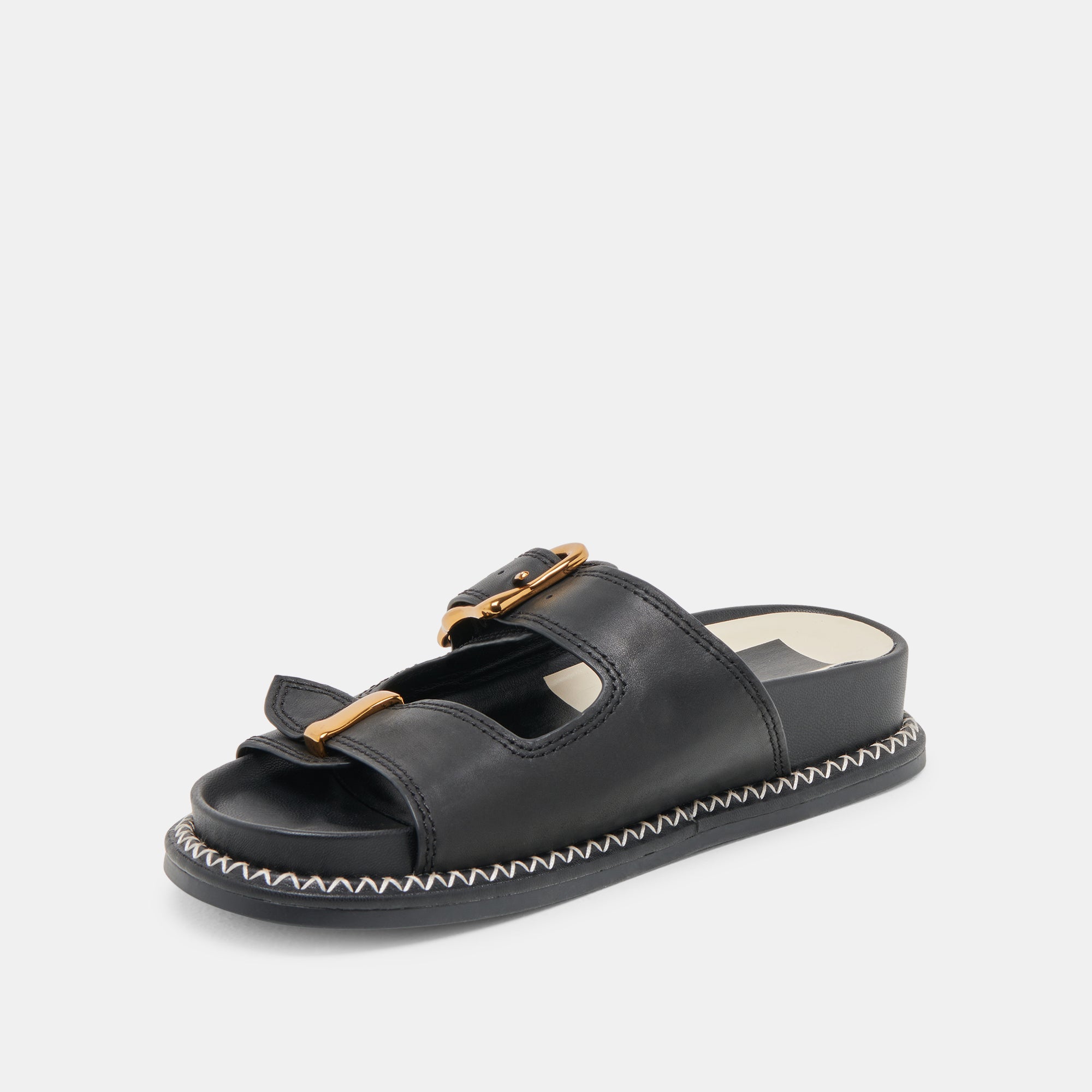 SEVANA Women's Black Leather Sandals - Comfortable & Stylish for Summer, Beach, and Casual Wear